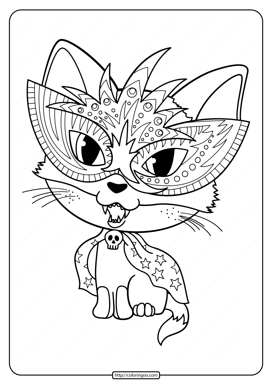 Printable Halloween Cat Coloring Pages
