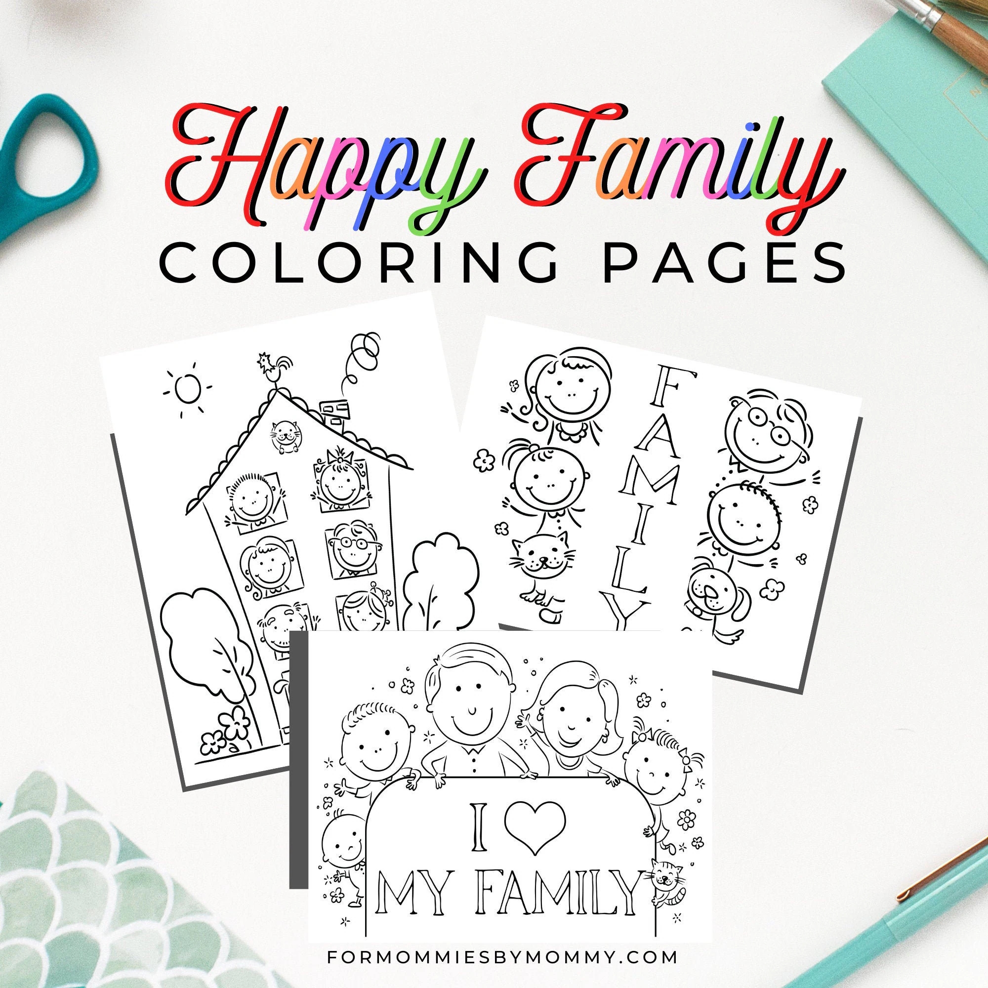 Printable Happy Family Coloring Pages For Kids Etsy UK