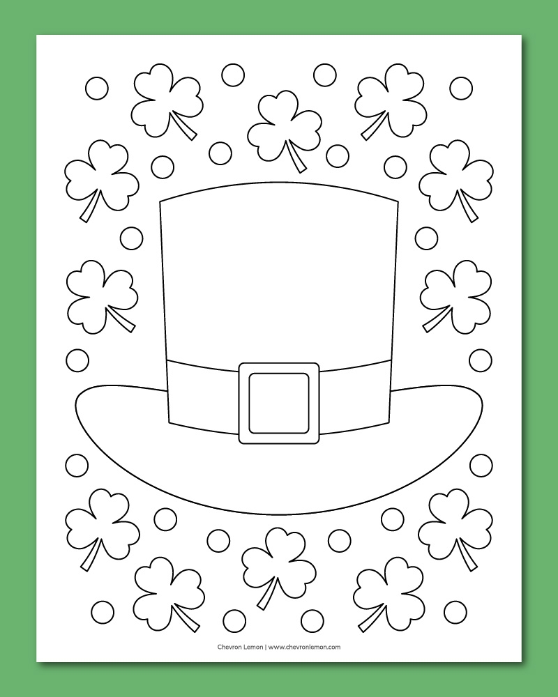 Printable Leprechaun Hat And Shamrock Coloring Page Chevron Lemon Printable Leprechaun Hat And Shamrock Coloring Page Chevron Lemon