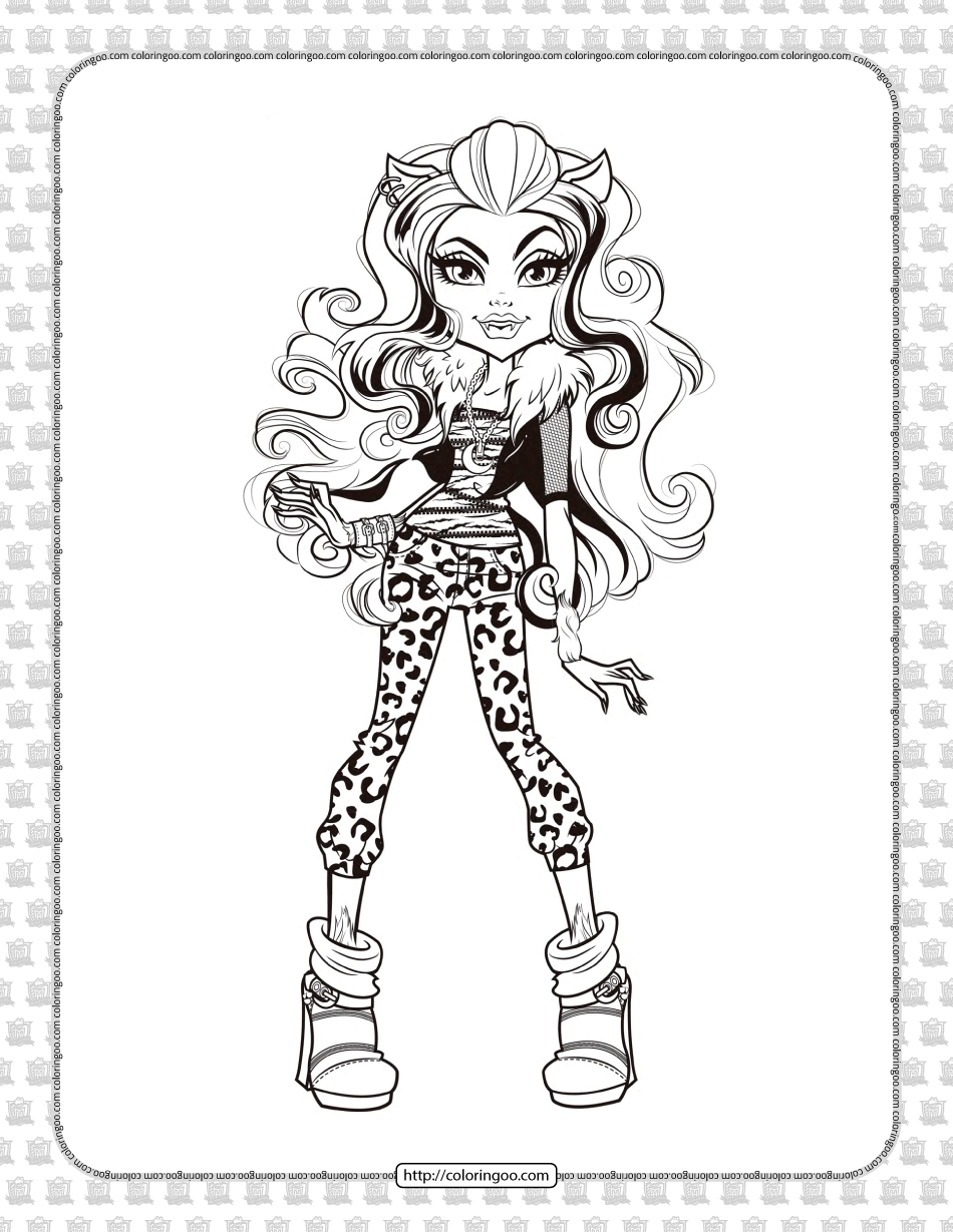 Printable Monster High Clawdeen Wolf Coloring Page