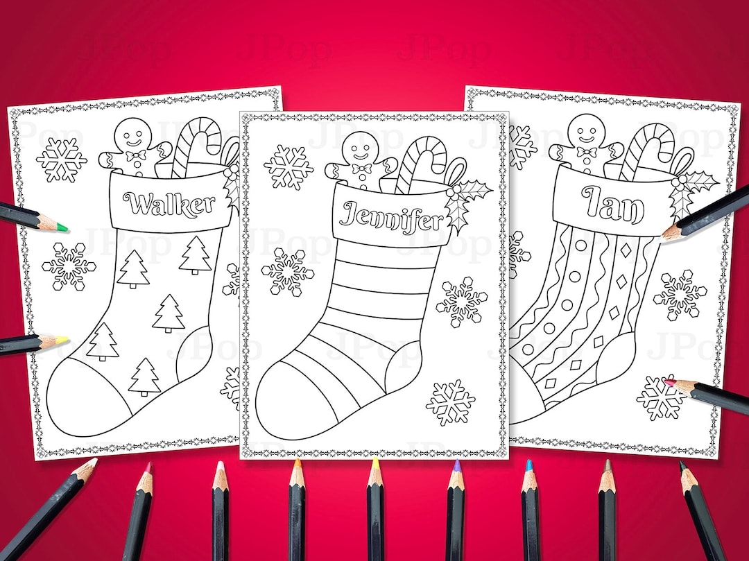 Printable Personalized Coloring Pages Christmas Coloring Pages Christmas Stocking Xmas Stocking Christmas Party Christmas 2024 Etsy