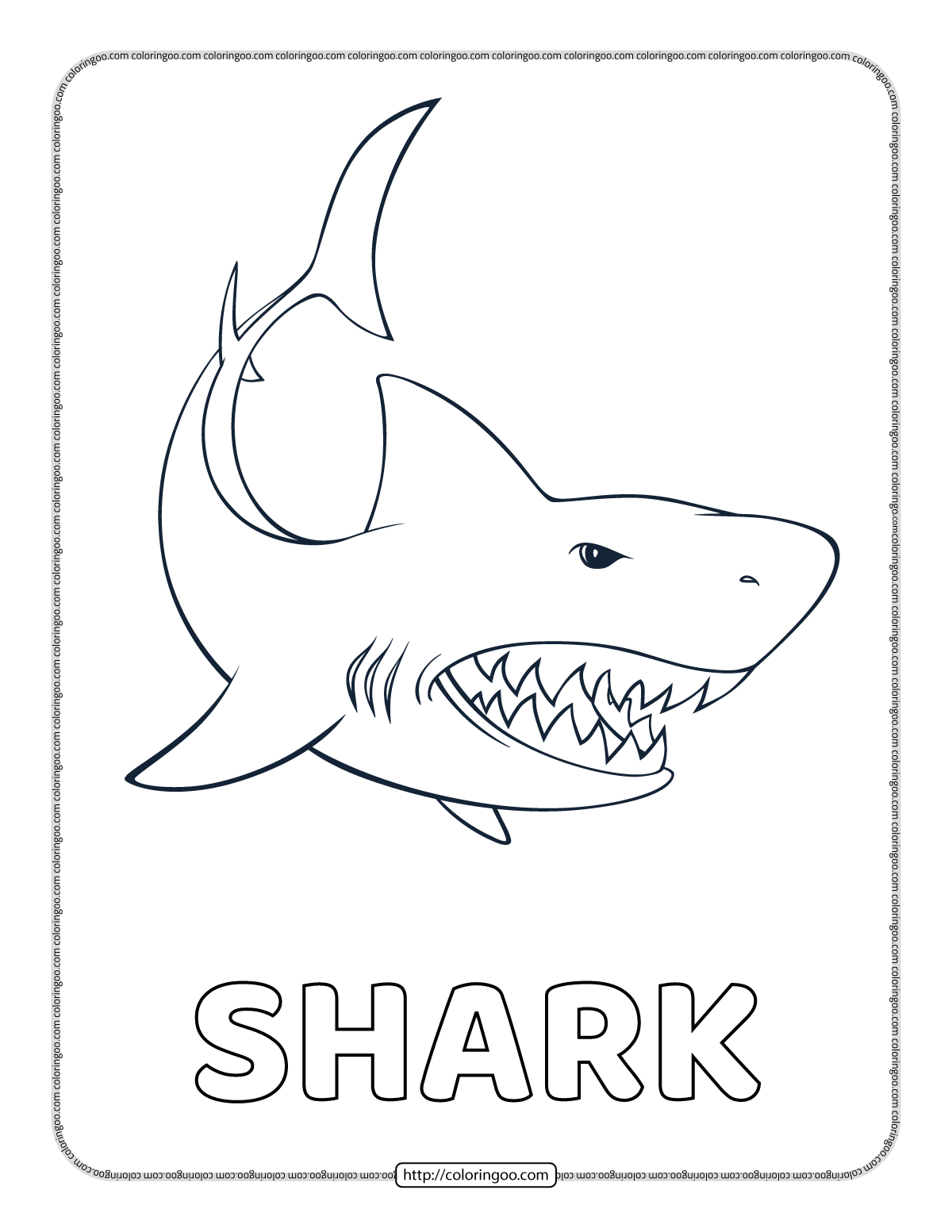 Shark Coloring Page Printable