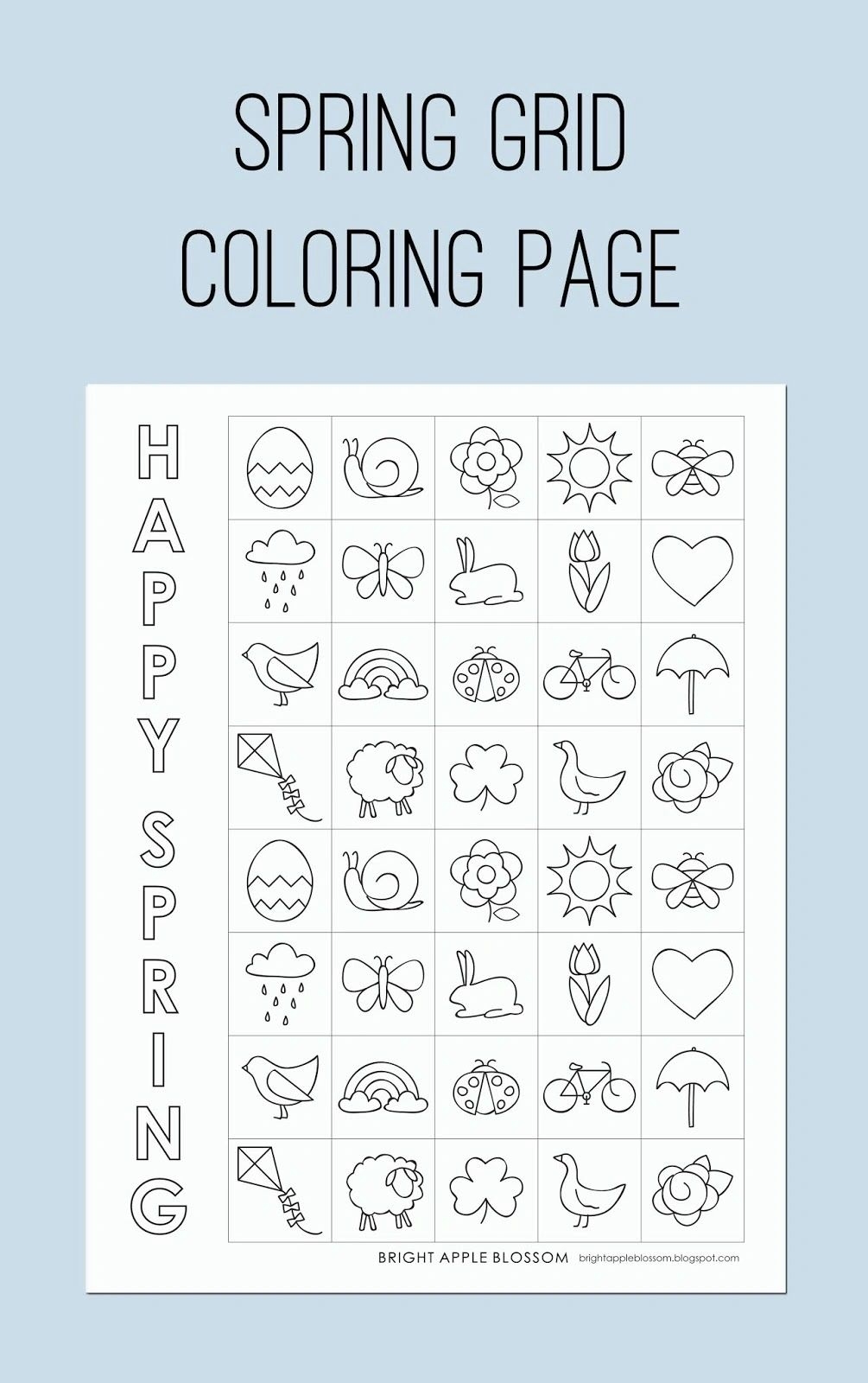 Printable Spring Grid Coloring Page Worksheets Library