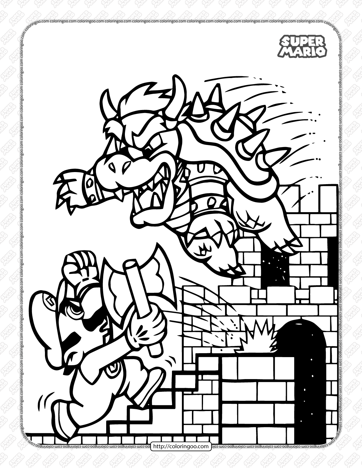 Printable Super Mario And Bowser Coloring Book