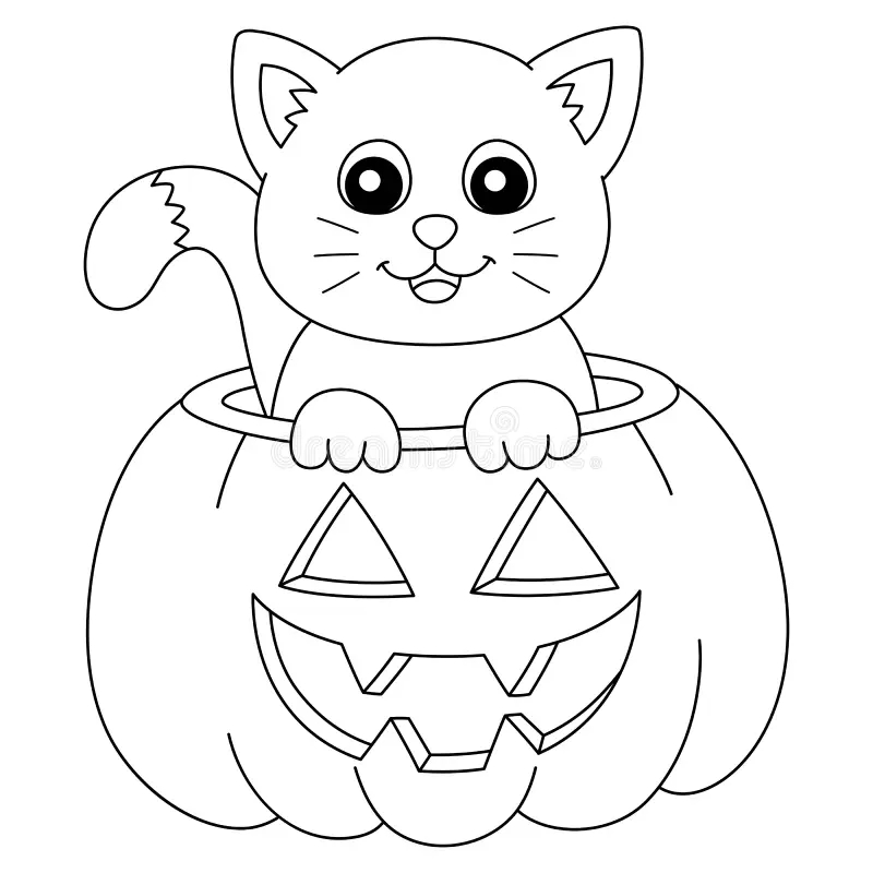 Pumpkin Cat Halloween Coloring Page Isolated Stock Vector Illustration Of Pumpkin Colouring 245889465