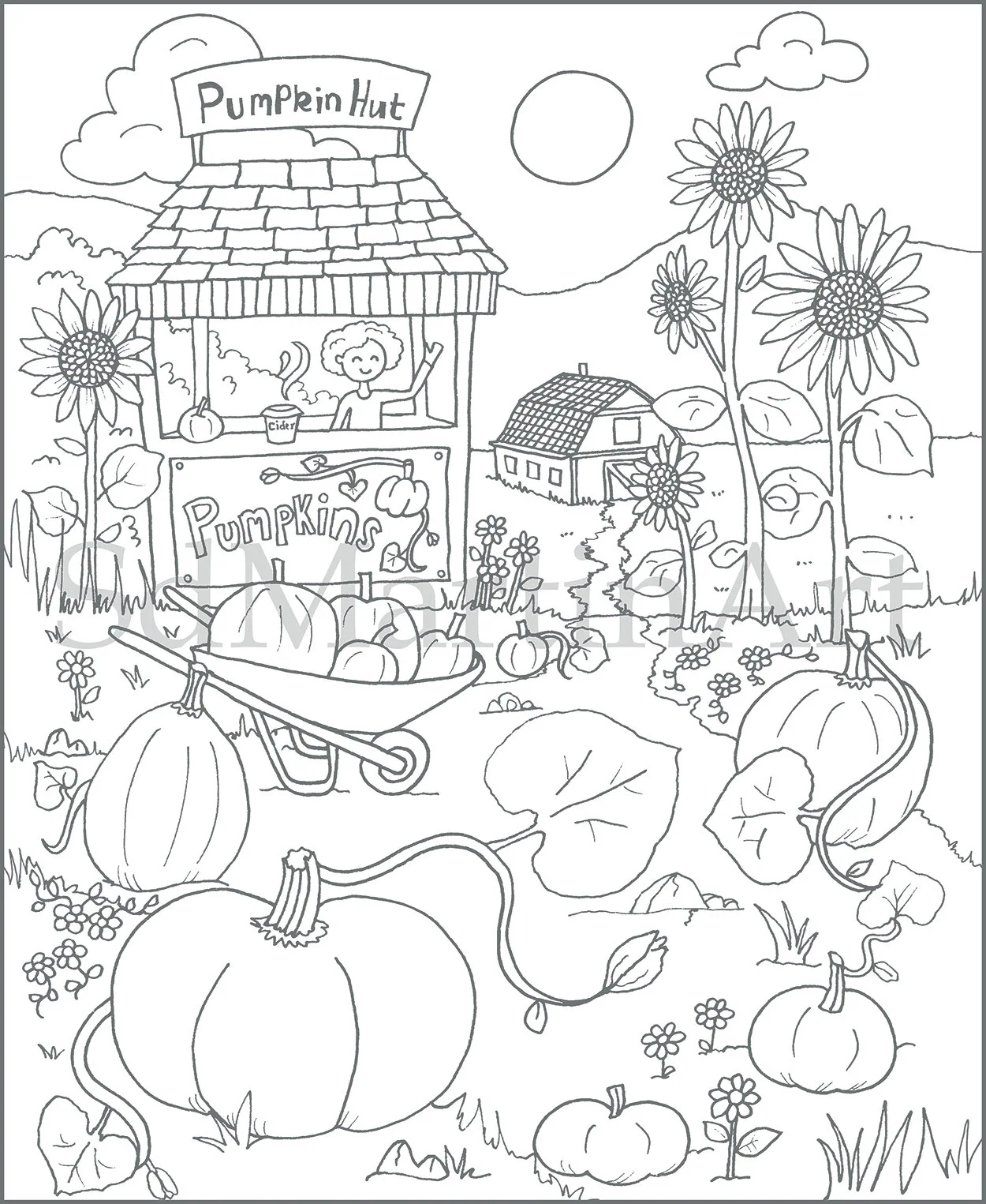 Pumpkin Patch fall Time Printable adult Coloring Book Page for Pumpkin Patch fall Time Printable adult Coloring Book Page for