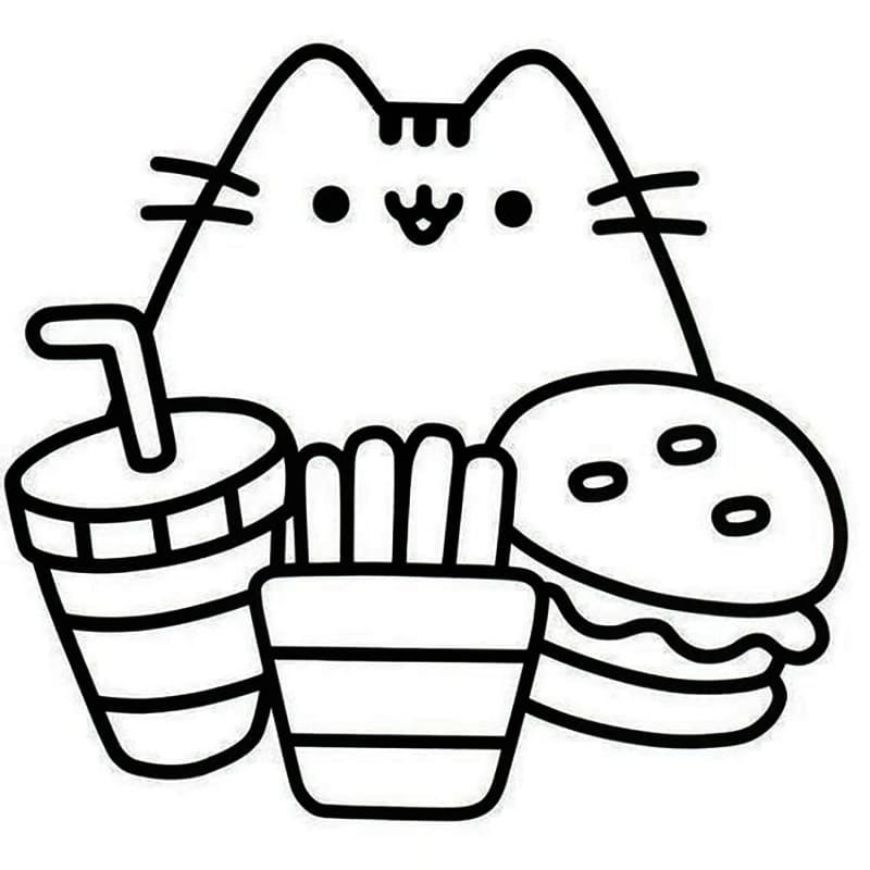 Pusheen And Foods Coloring Page Download Print Or Color Online For Free