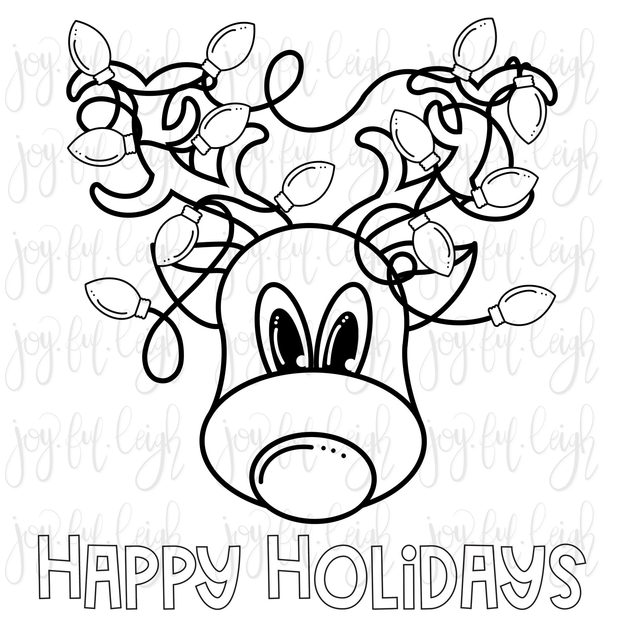 Reindeer Lights Coloring Page PNG Sublimation Printable Transfer Etsy