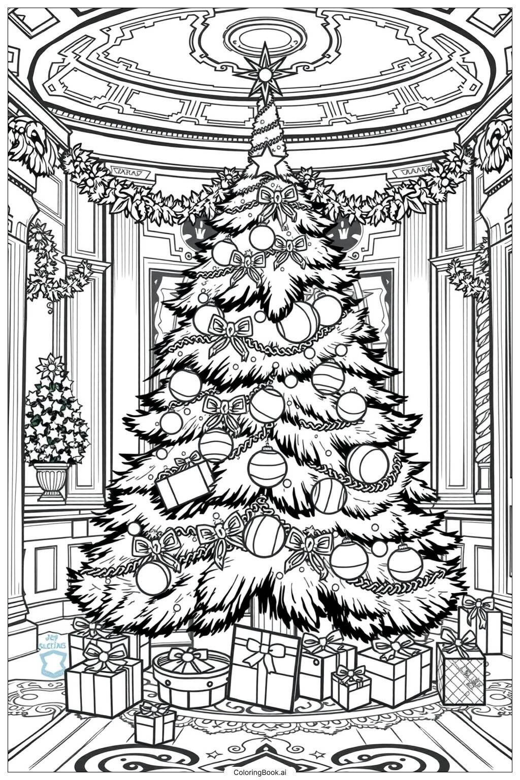 Royal Christmas Tree Palace Coloring Page Free PDF PNG Printable Royal Christmas Tree Palace Coloring Page Free PDF PNG Printable