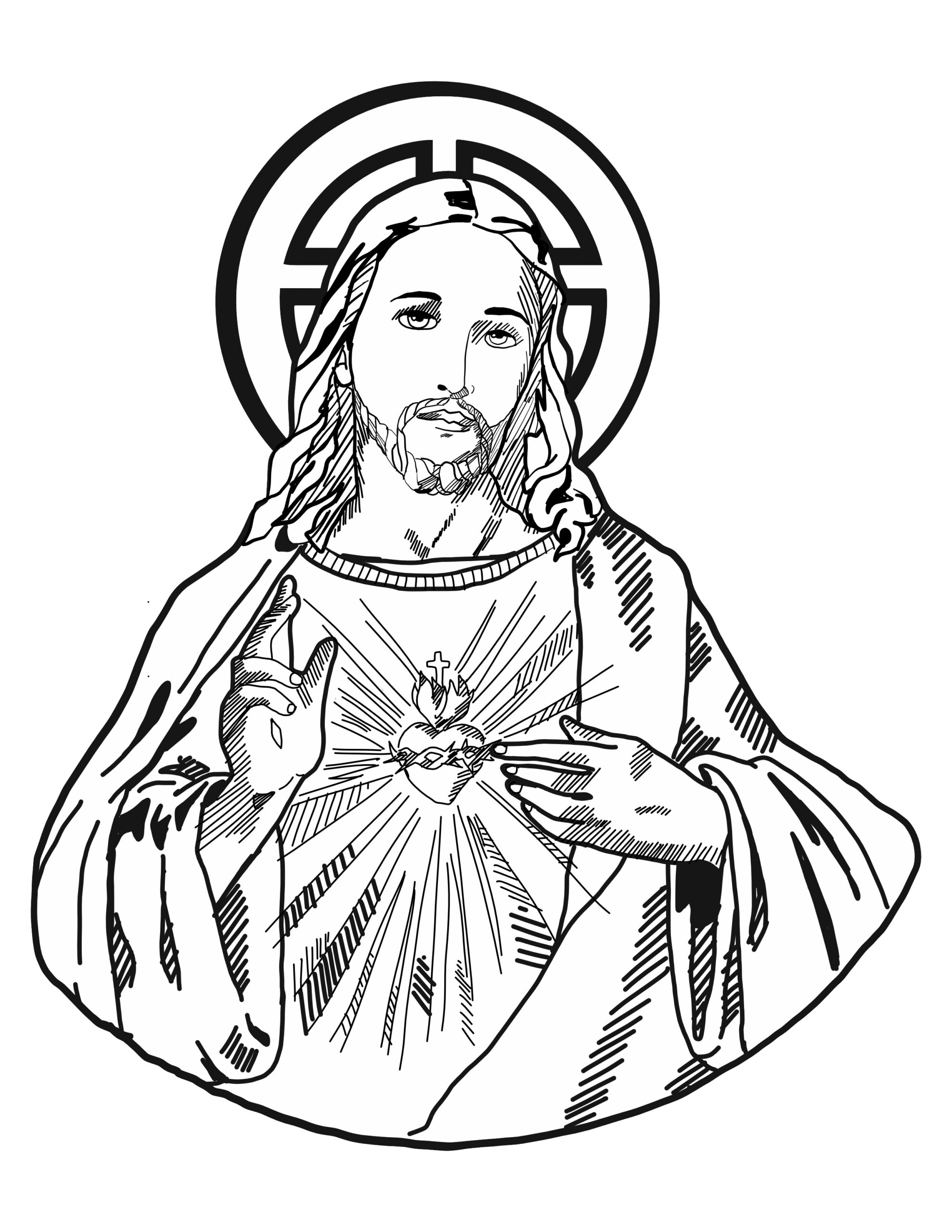 Sacred Heart Catholic Coloring Page Sacred Heart Catholic Coloring Page