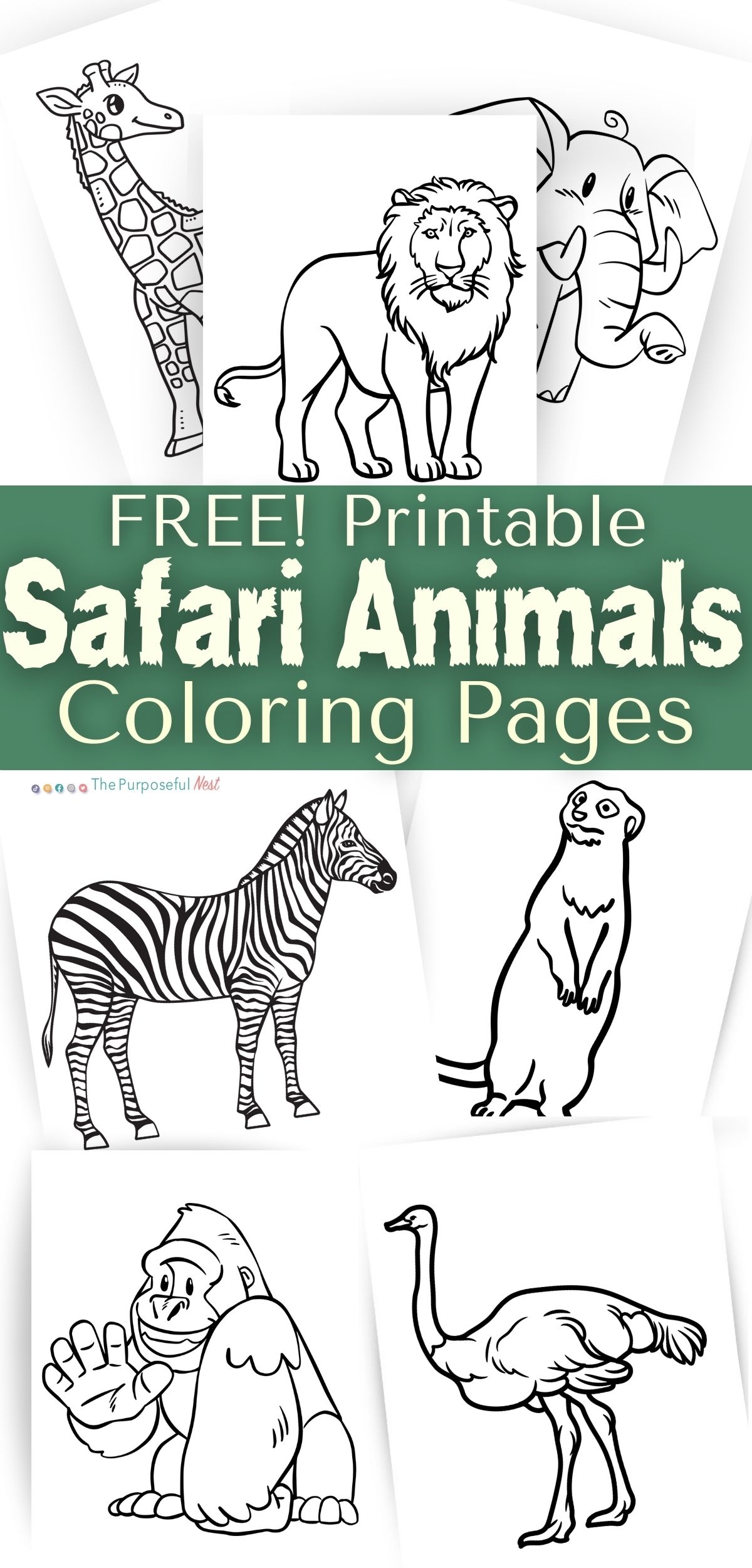 Safari Animals Coloring Page The Purposeful Nest