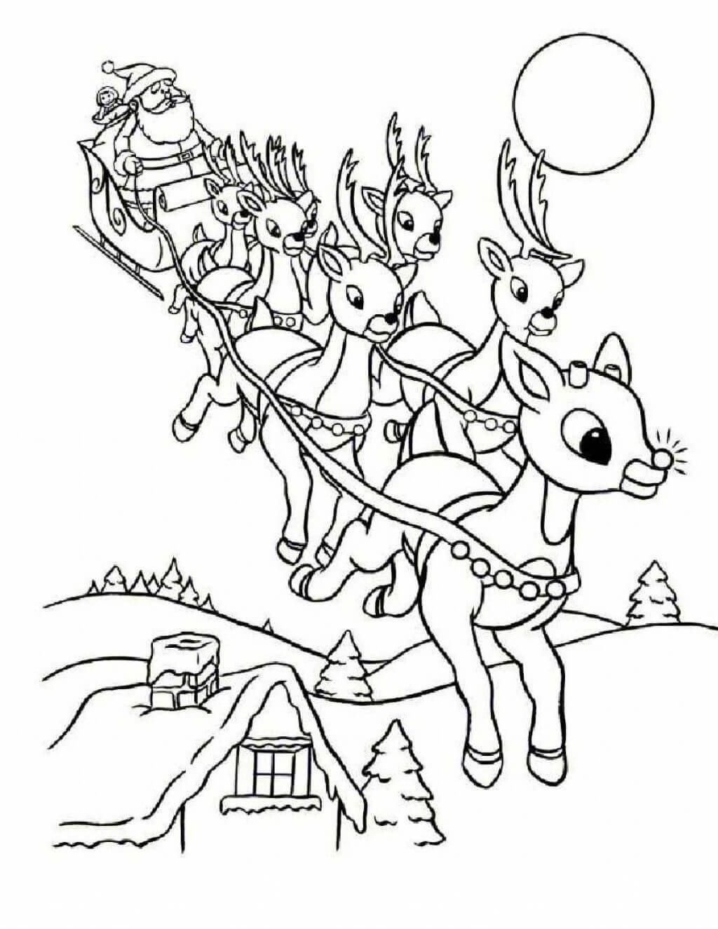 Santa And Rudolph Coloring Page Printable Coloring Pages FREE
