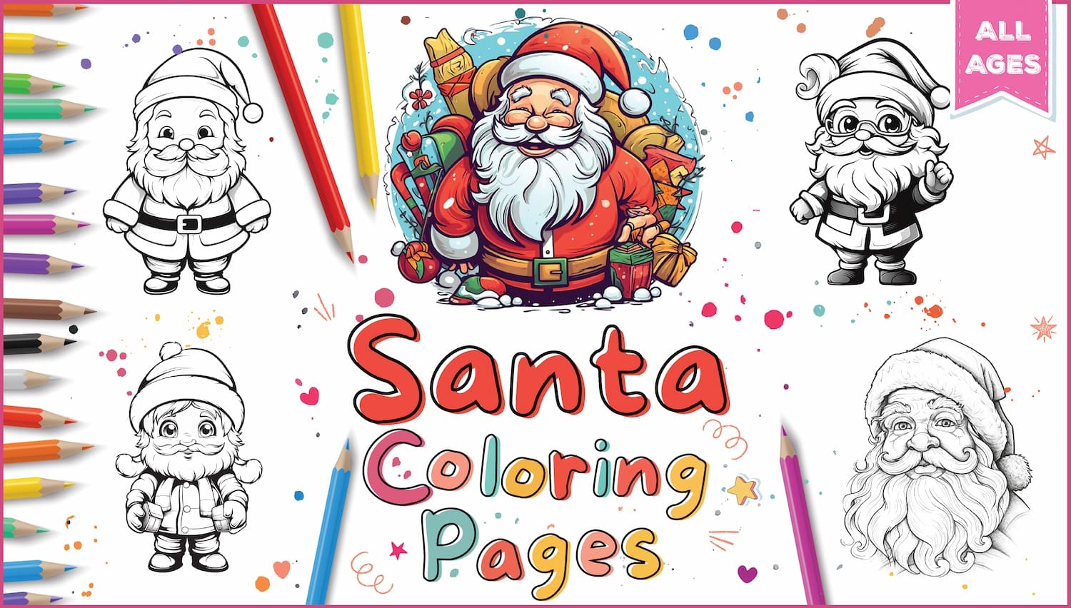 Santa Coloring Pages World Of Printables Santa Coloring Pages World Of Printables