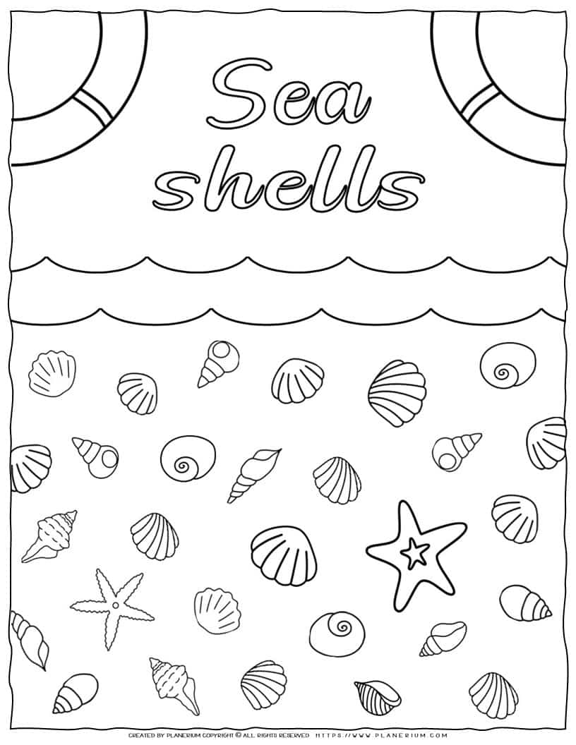 Sea Shells Coloring Page Planerium Sea Shells Coloring Page Planerium
