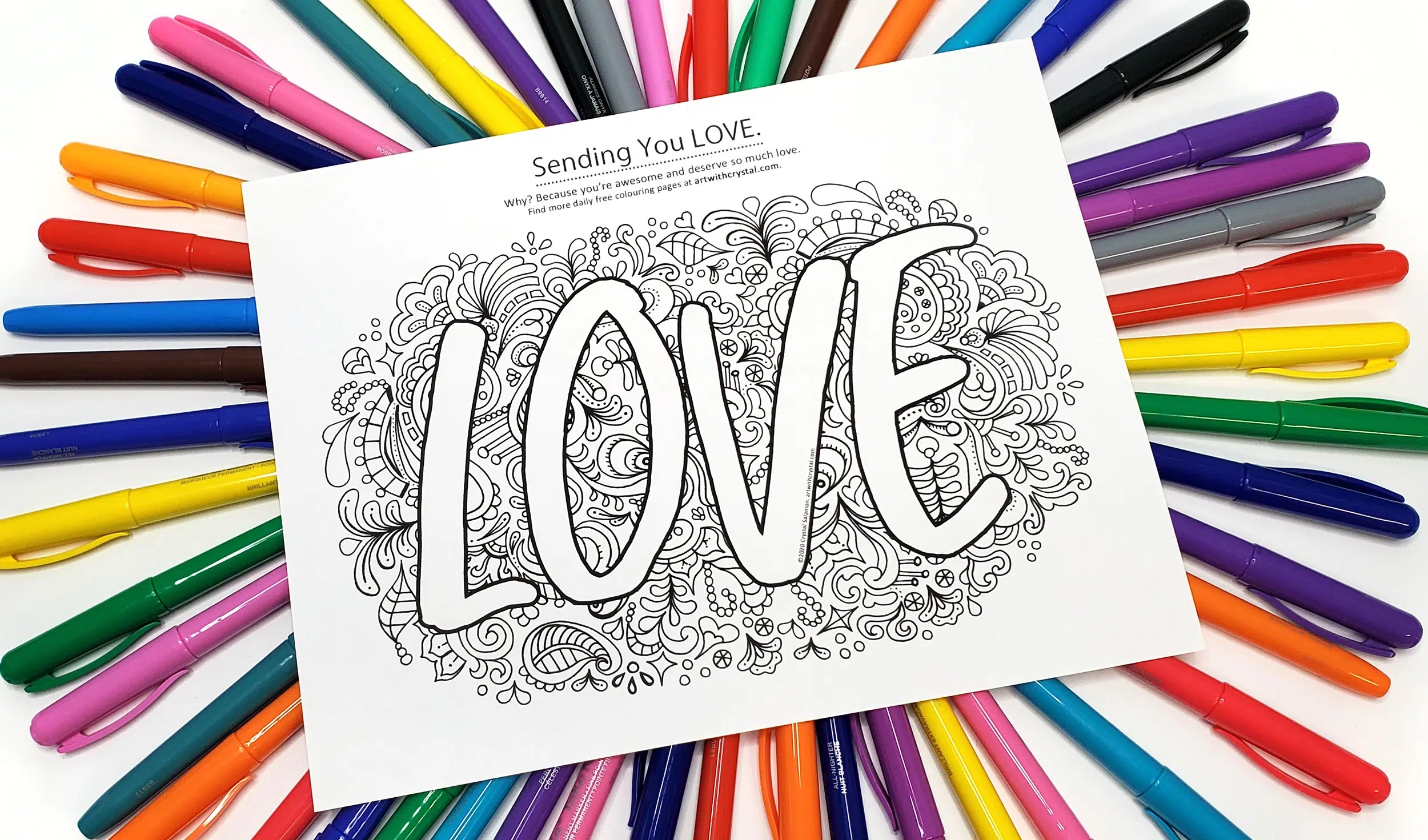 Sending You Love Free Printable Colouring Page Art With Crystal Sending You Love Free Printable Colouring Page Art With Crystal