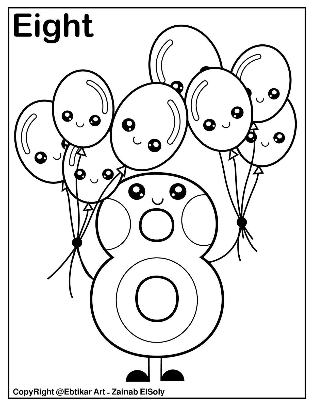 Printable Number 8 Coloring Page