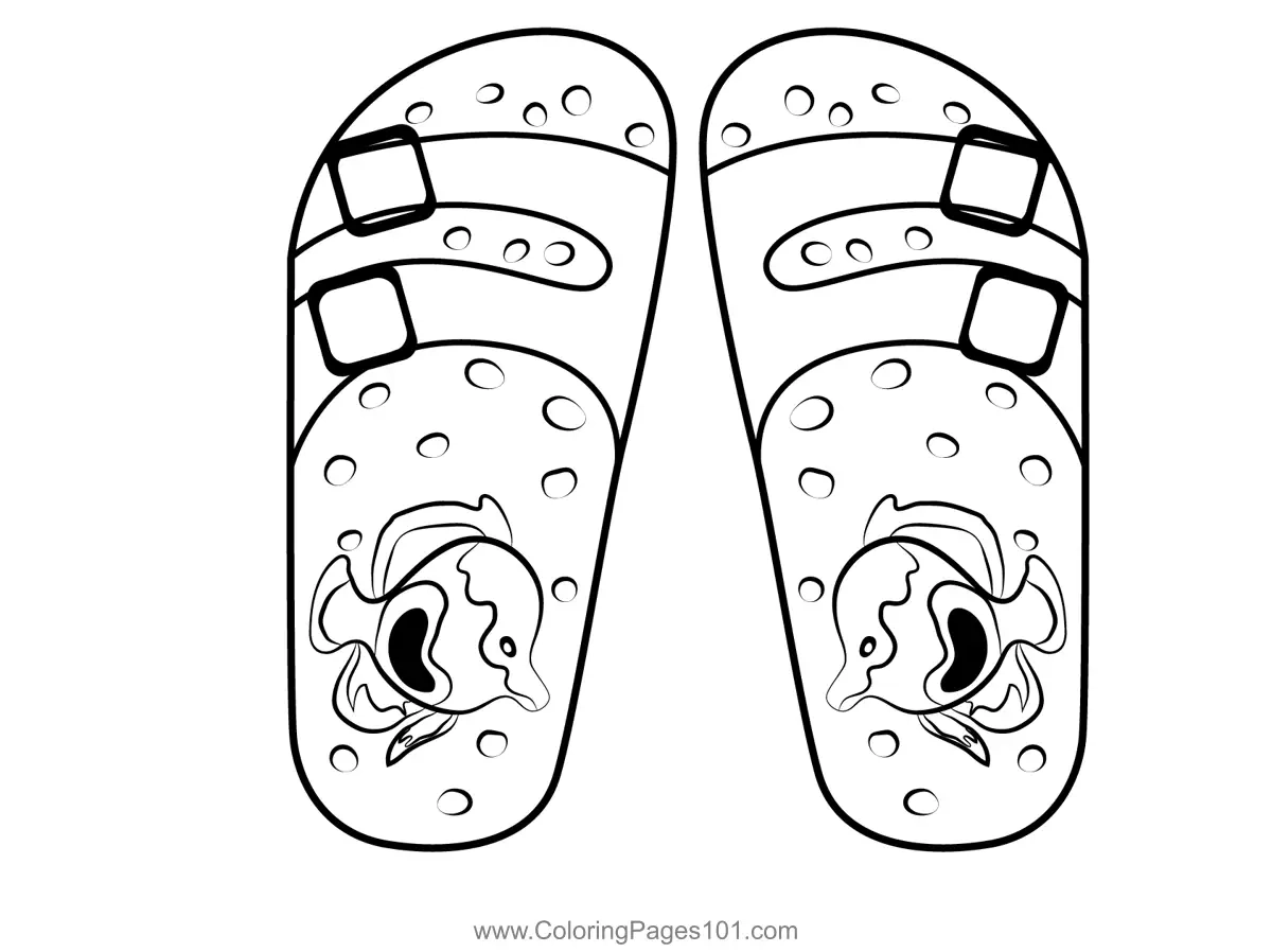 Slippers On Beach Coloring Page For Kids Free Flip Flops Printable Coloring Pages Online For Kids ColoringPages101 Coloring Pages For Kids