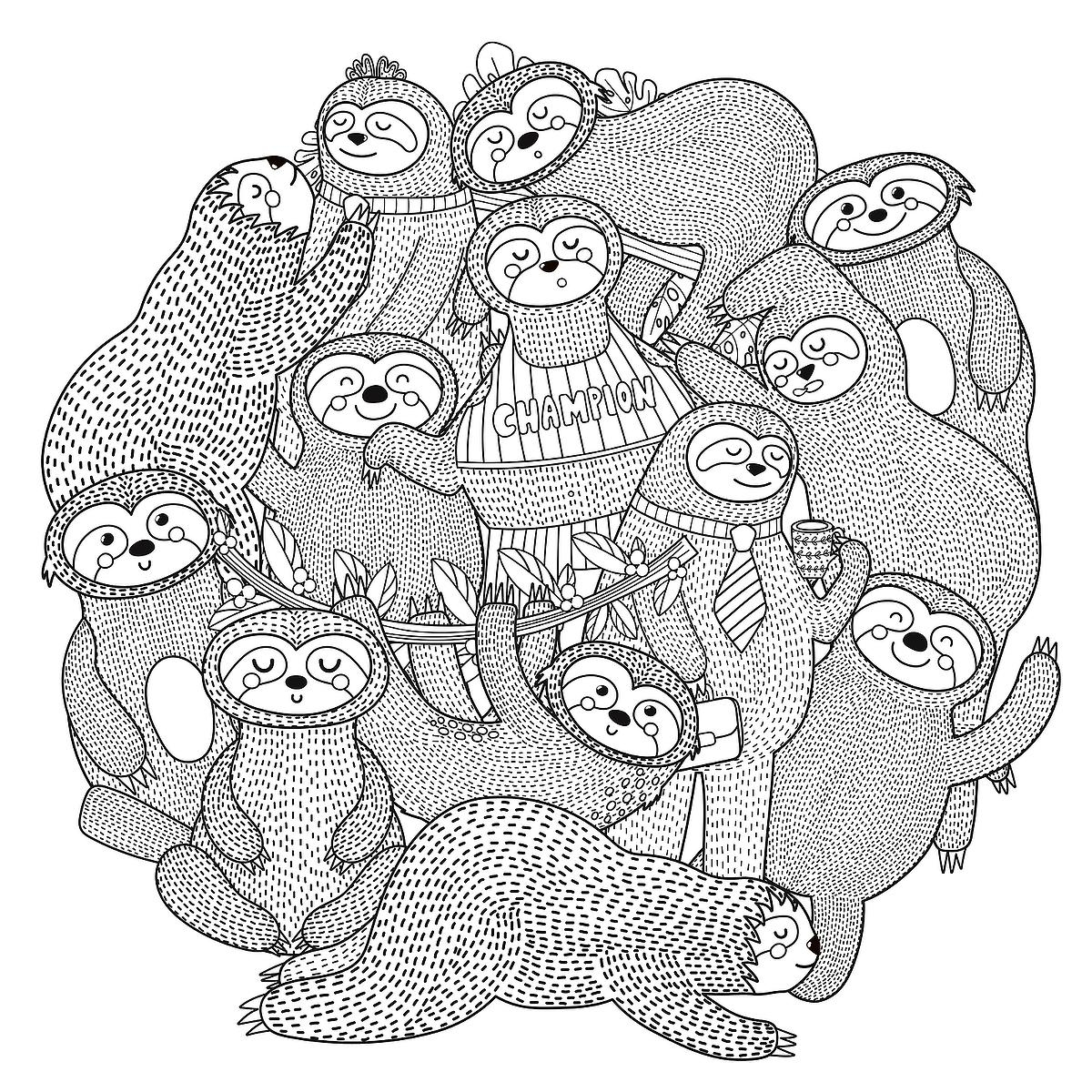 Sloth Coloring Pages Free Printable Coloring Pages Of Sloths To Help Kids Adults Chill Out Printables 30Seconds Mom