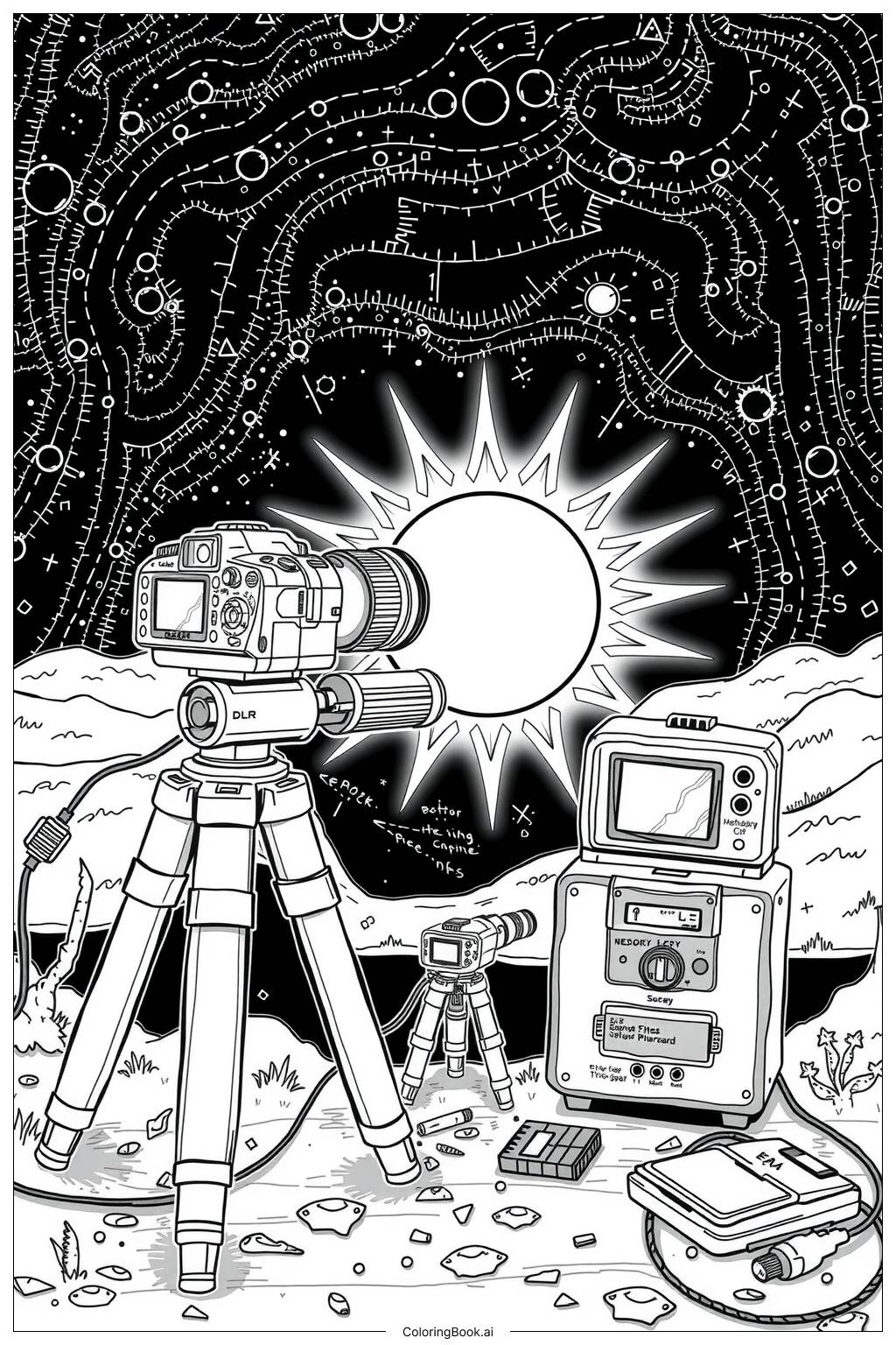 Solar Eclipse Photography Setup Coloring Page Free PDFu0026PNG Printable 