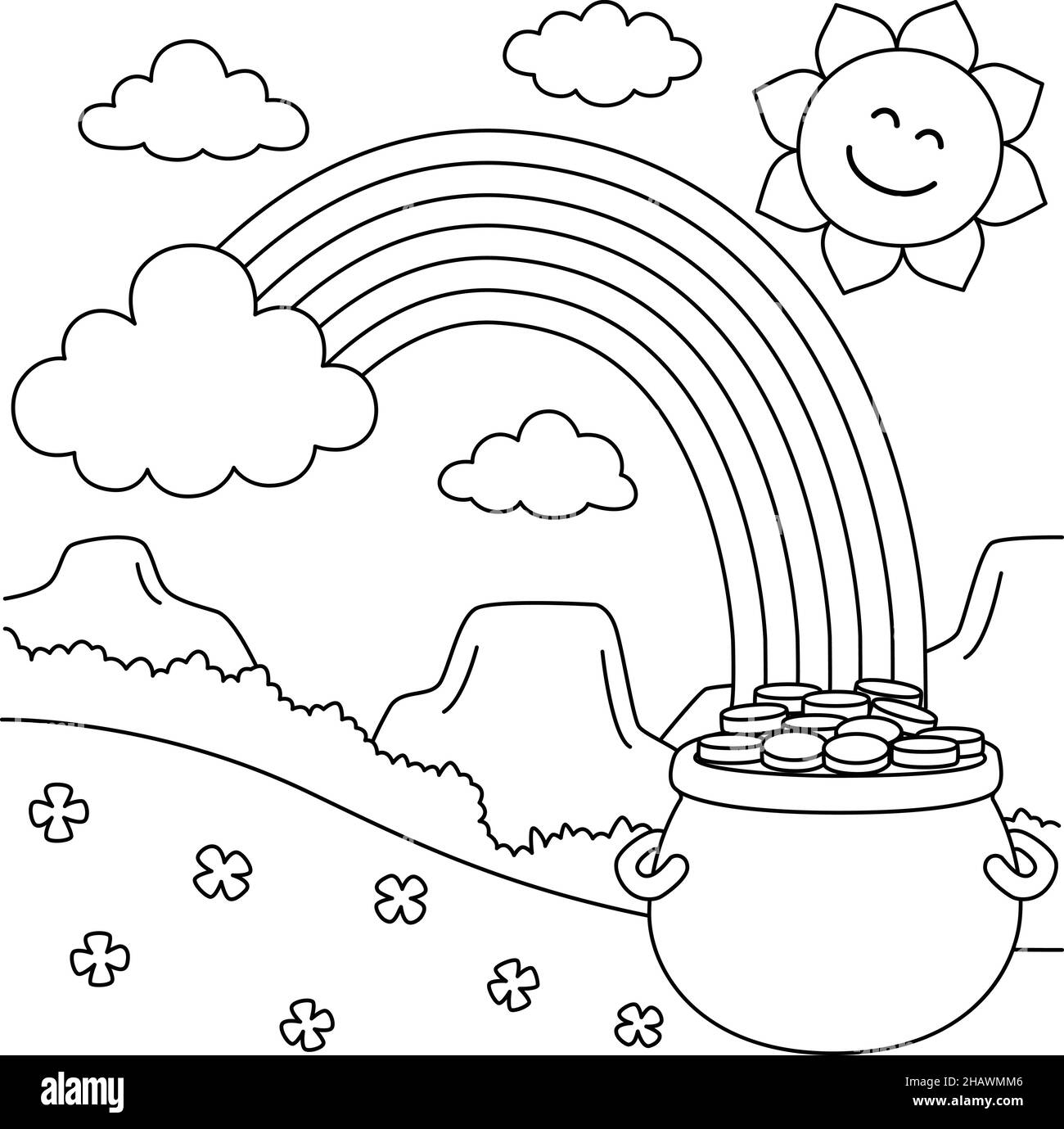 St Patricks Day Rainbow Coloring Page For Kids Stock Vector Image Art Alamy
