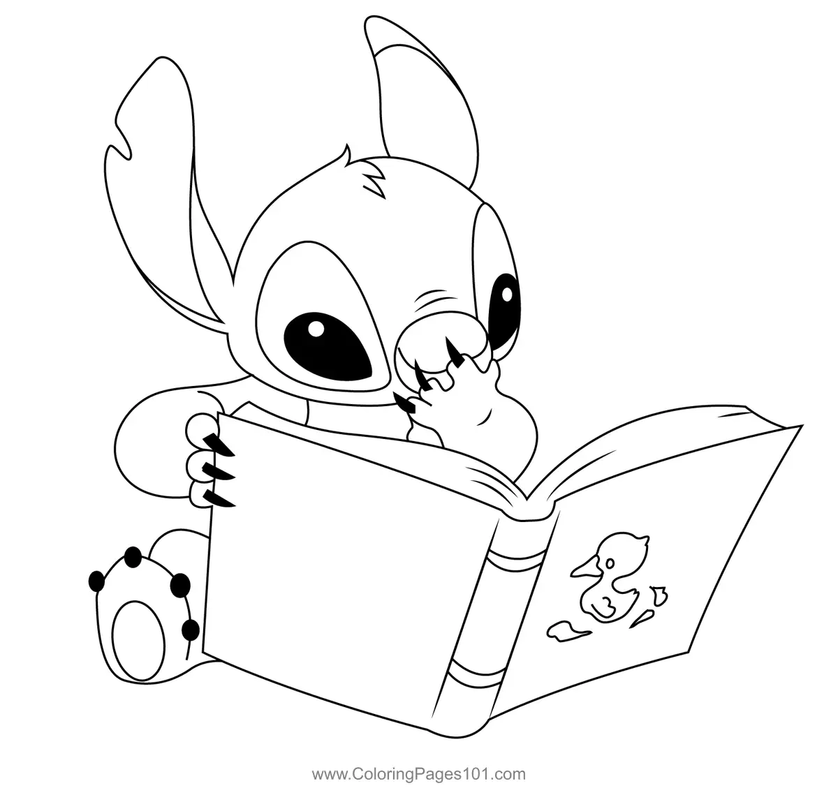 Stitch Reading Book Coloring Page For Kids Free Lilo U0026 Stitch Printable Coloring Pages Online For Kids ColoringPages101 Coloring Pages For Kids