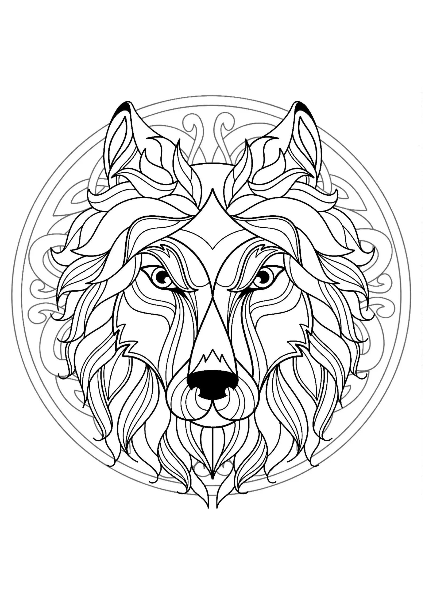 Superb Wolf Head Mandala Mandalas With Animals