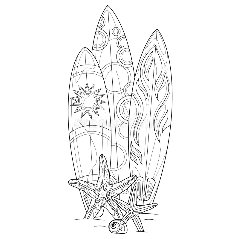 Printable Surfboard Coloring Page
