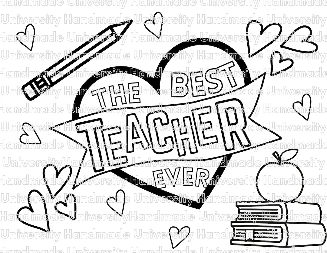 Teacher Appreciation Coloring Pages Printable PDF Gifts For Teachers Etsy