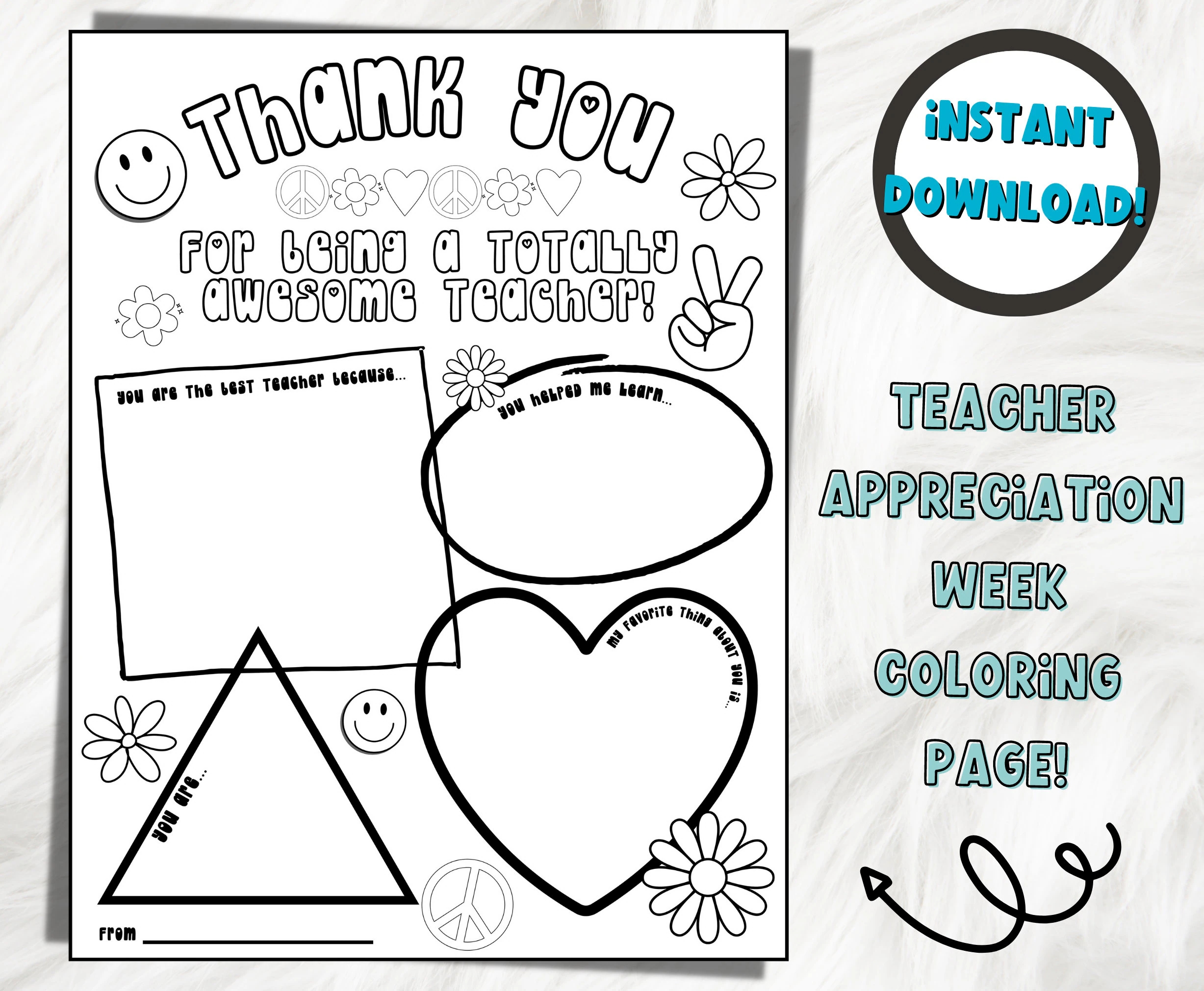 Teacher Appreciation Week Printable Coloring Page Teacher Worksheet Teacher Appreciation Bulk Gift Idea All About My Teacher Printable