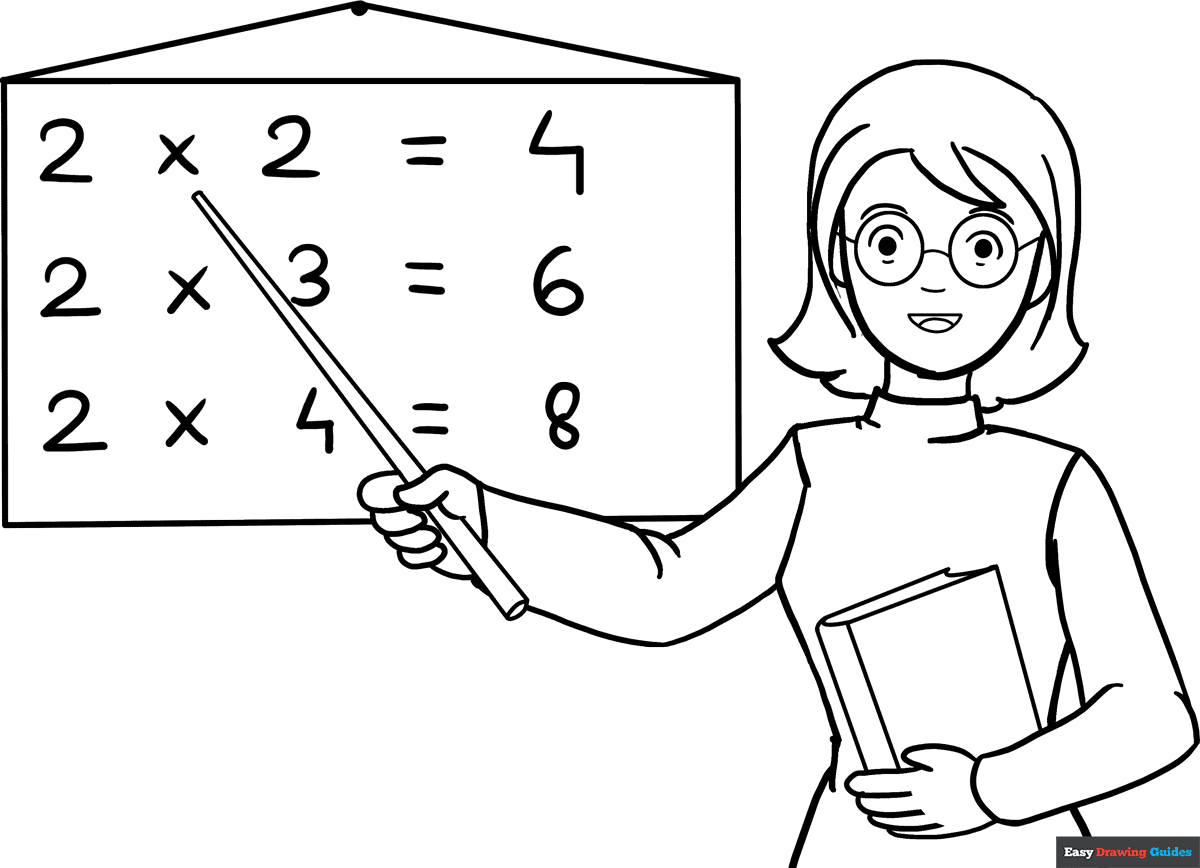 Teacher Coloring Page Easy Drawing Guides