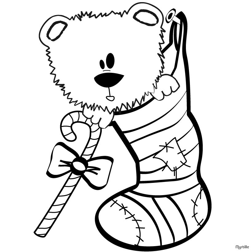Teddy Bear And Fireplace Stocking Coloring Pages Hellokids