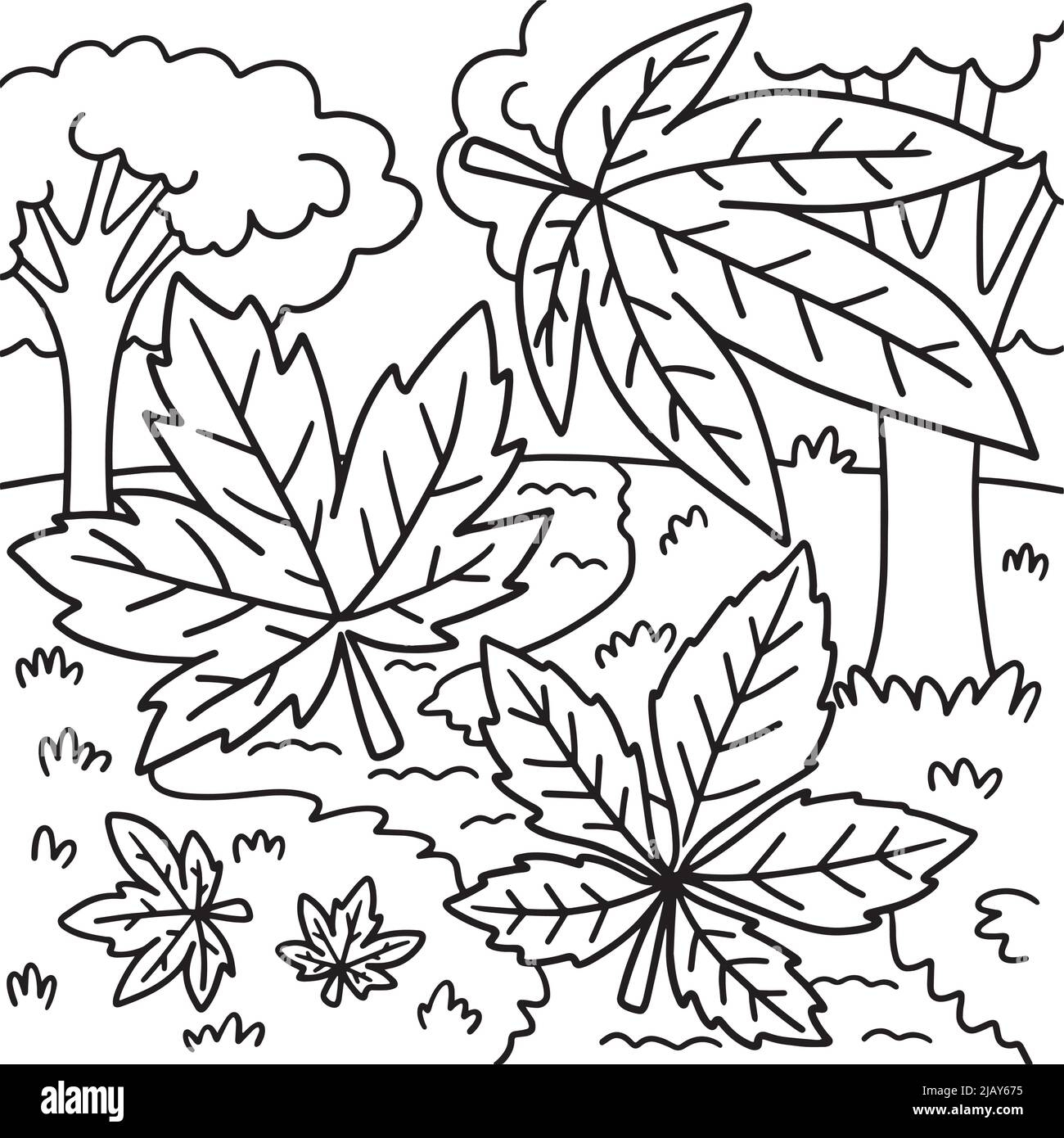 Thanksgiving Autumn Leaves Coloring Page For Kids Stock Vector Image U0026 Art Alamy