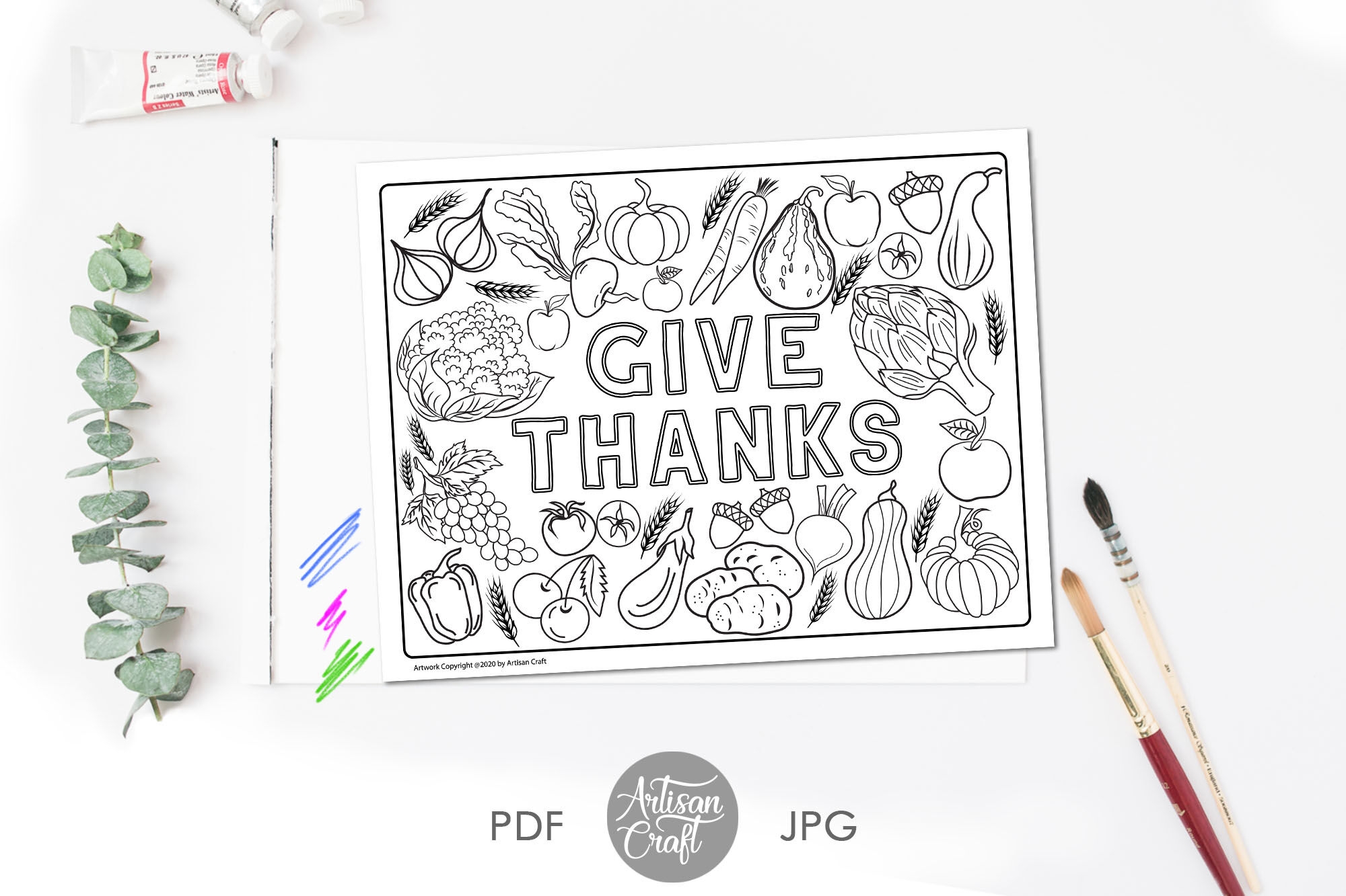 Give Thanks Coloring Page Printable