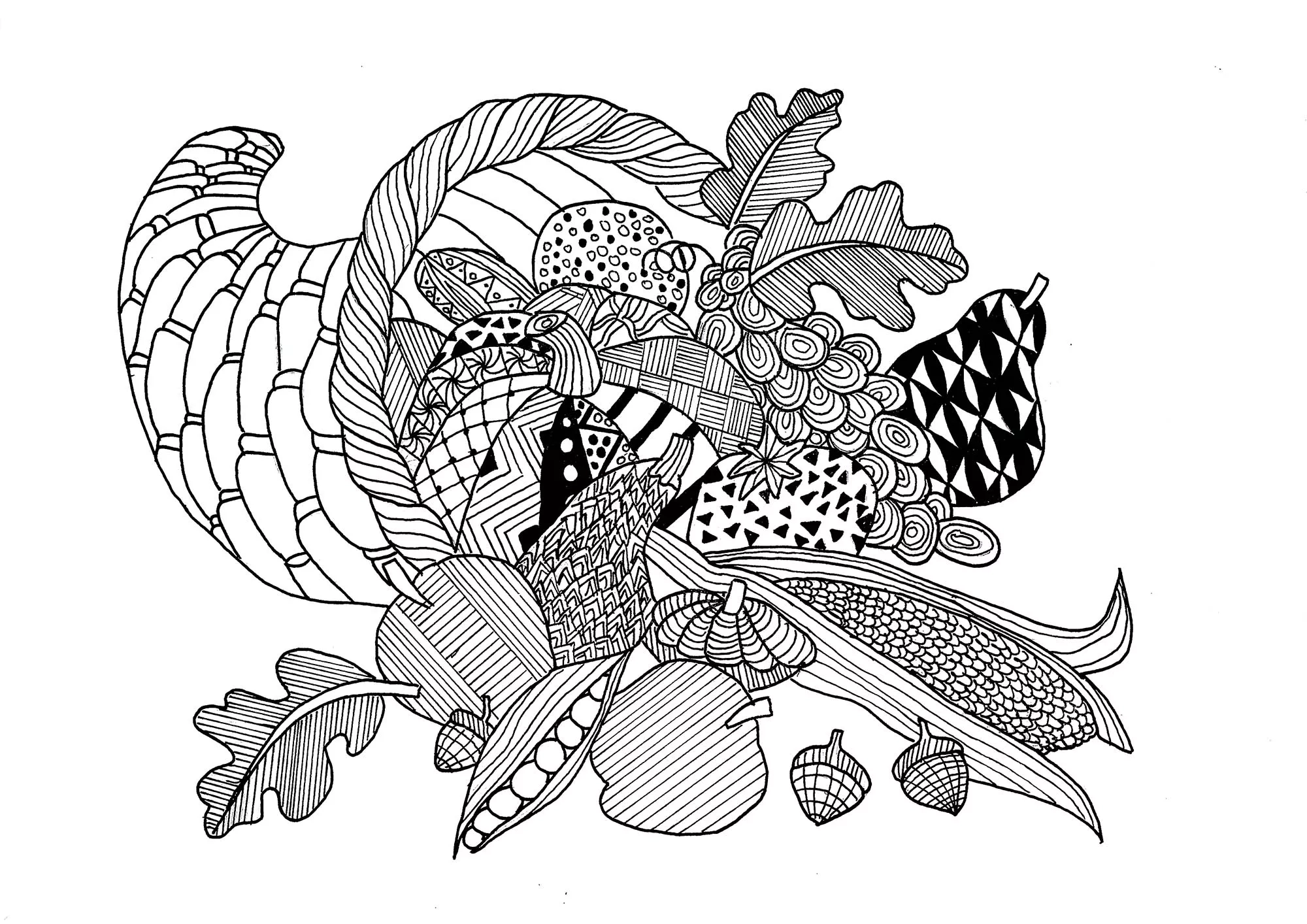Thanksgiving Cornucopia Thanksgiving Coloring Pages For Adults