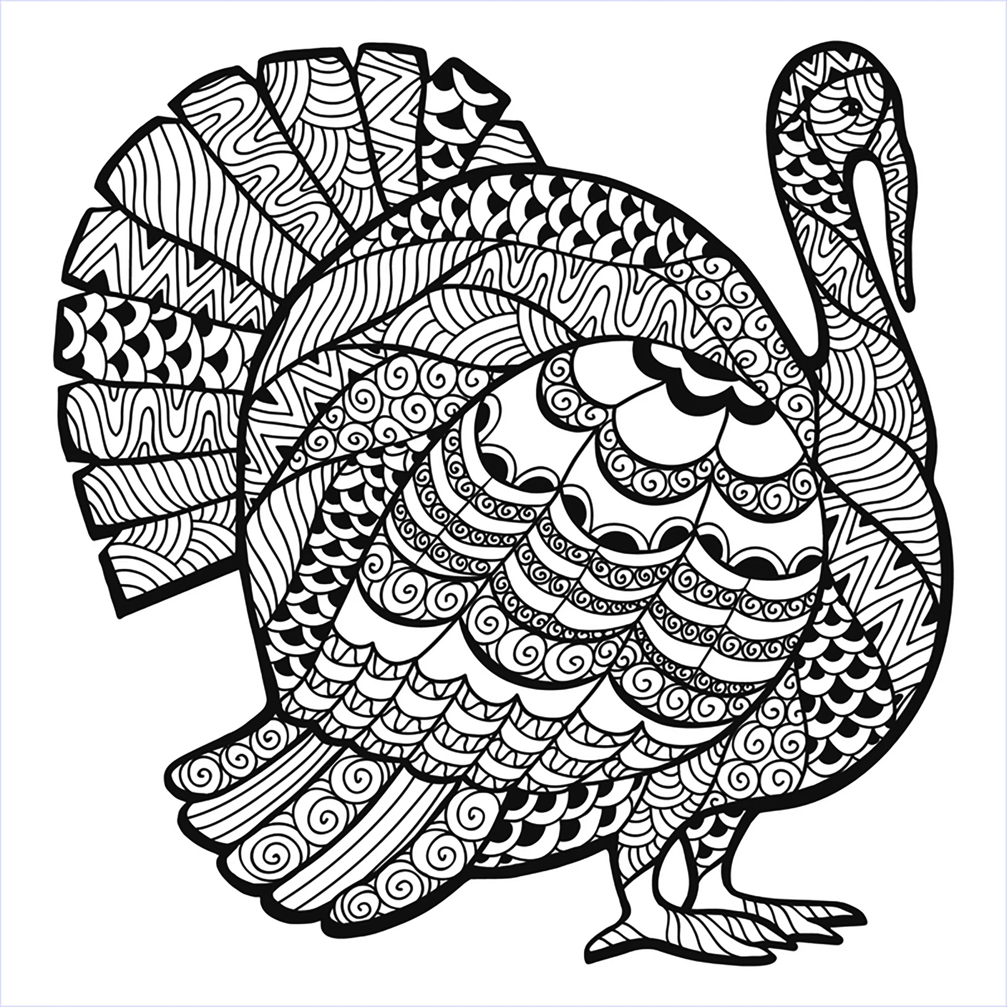Thanksgiving Turkey With Zentangle Thanksgiving Coloring Pages For Adults Page El dia de los muertos 