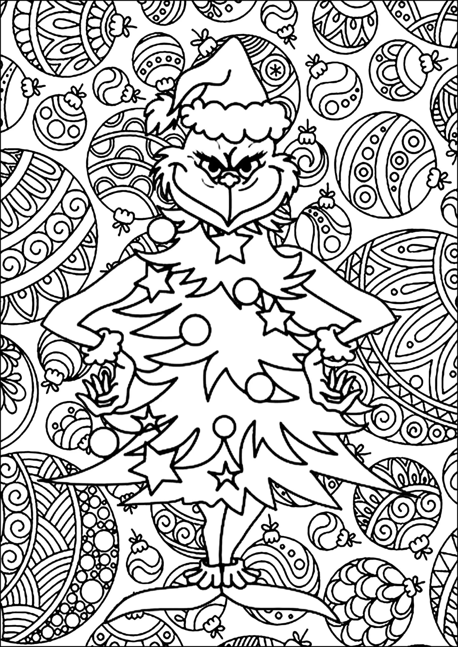The Grinch Disguised As A Christmas Tree Christmas Coloring Pages For Adults The Grinch Disguised As A Christmas Tree Christmas Coloring Pages For Adults