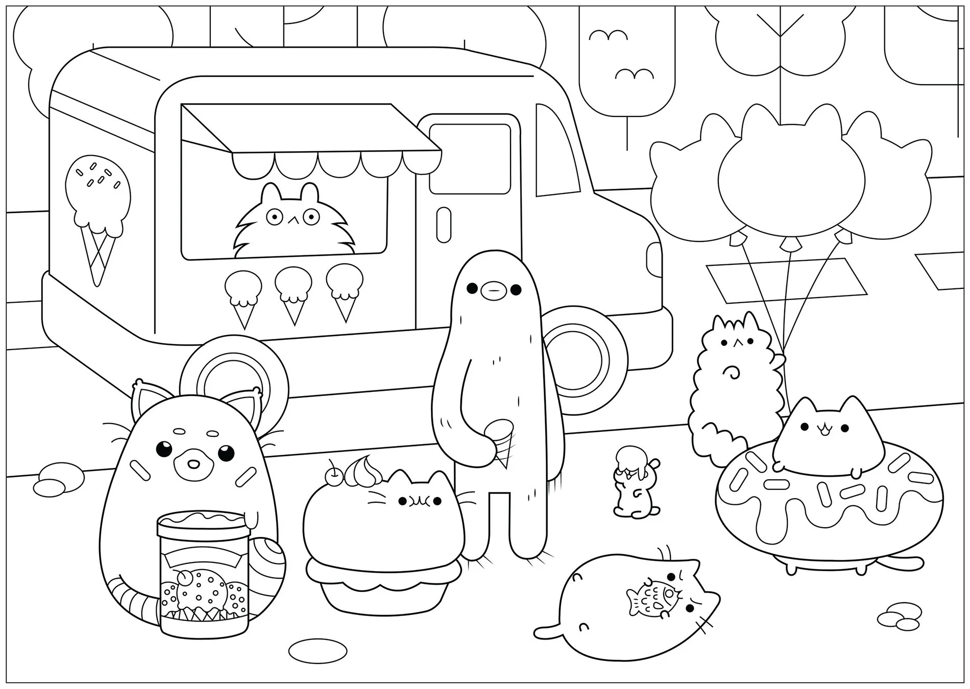 The Ice Cream Man Pusheen Coloring Pages The Ice Cream Man Pusheen Coloring Pages