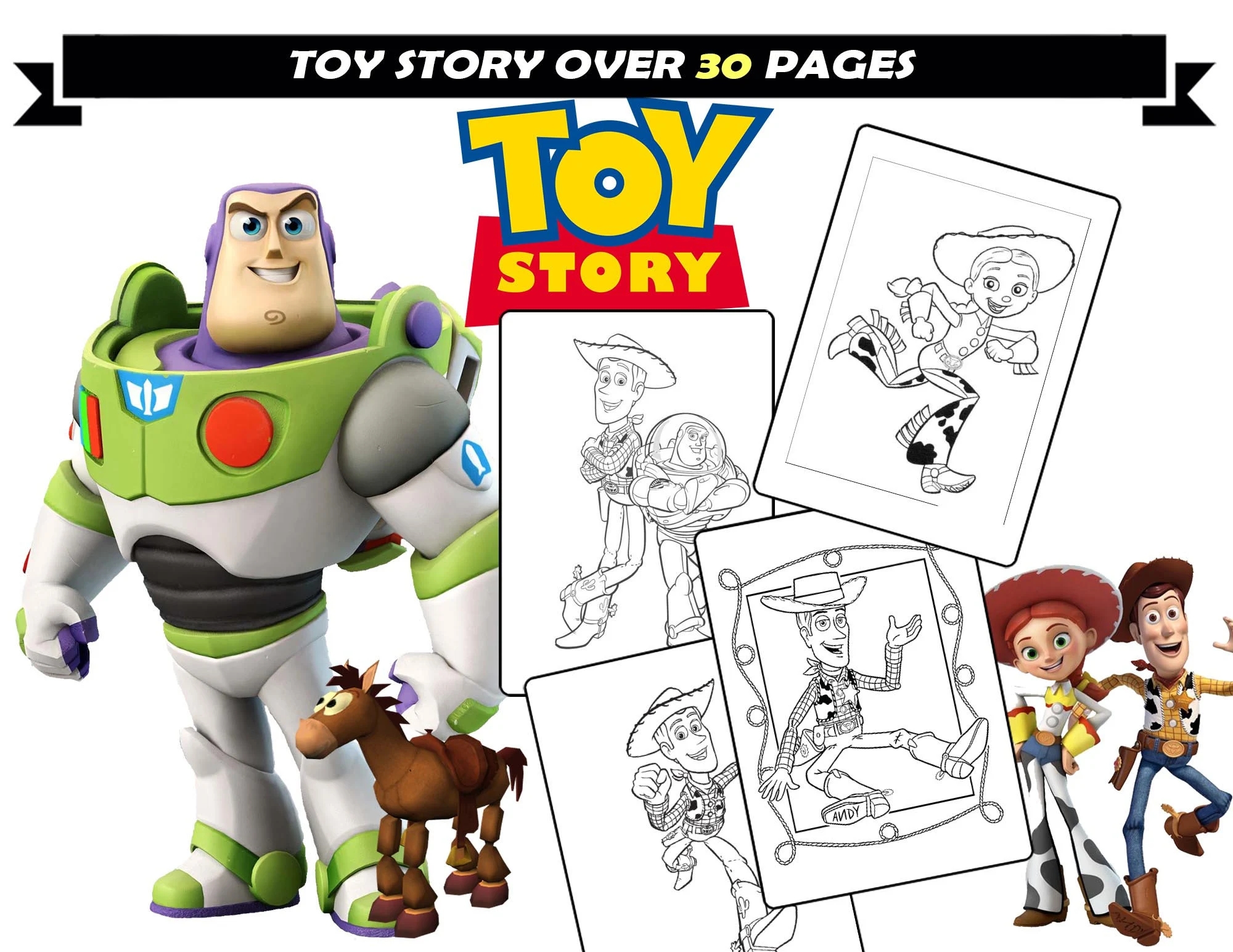 Toy Story Coloring Pages Woody Buzz Bo Peep Andy Cartoon 