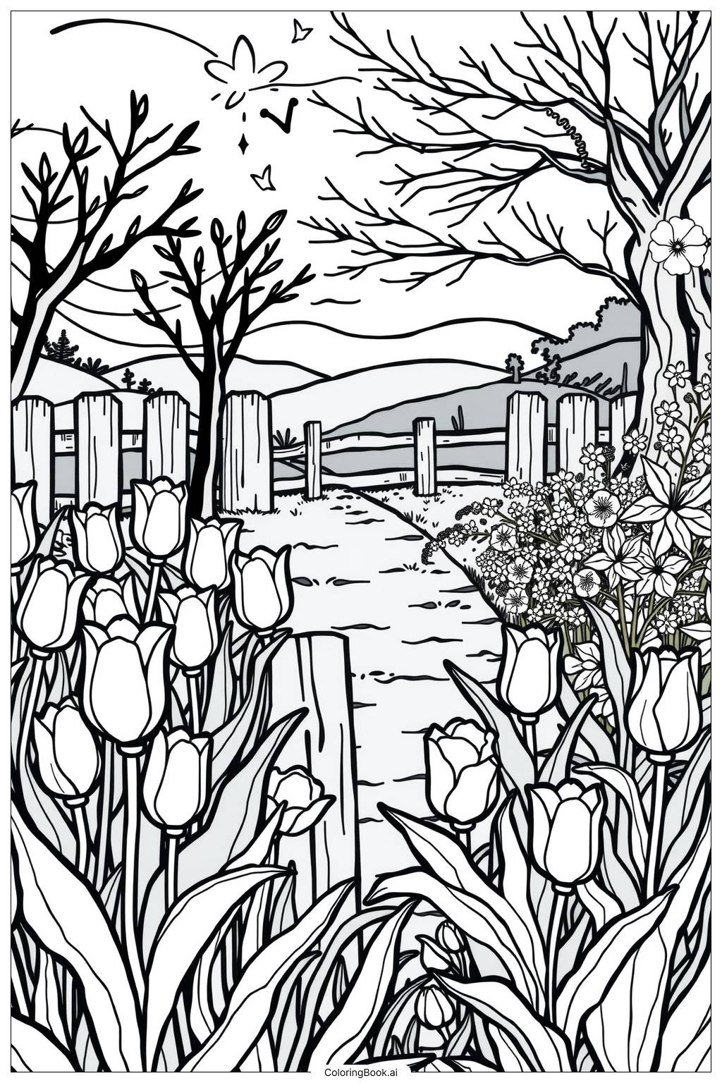 Free Printable Tulip Coloring Pages
