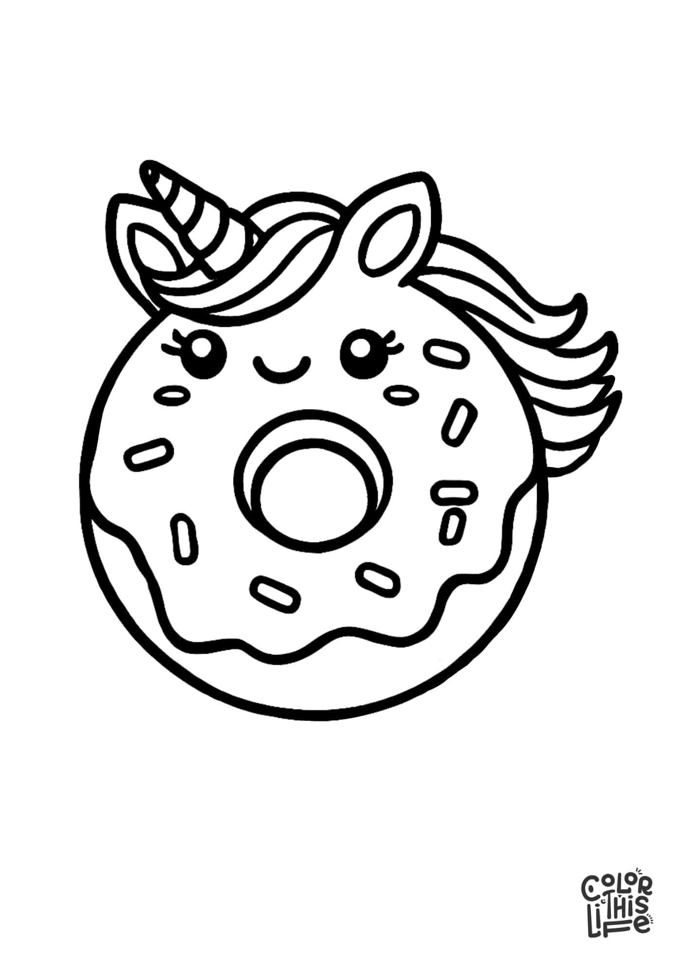 Unicorn Donut Coloring Page Free Color This Life Unicorn Donut Coloring Page Free Color This Life