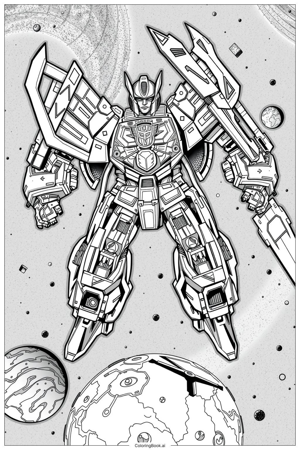Unicron Transformers Hovering Above Earth Coloring Page Free 