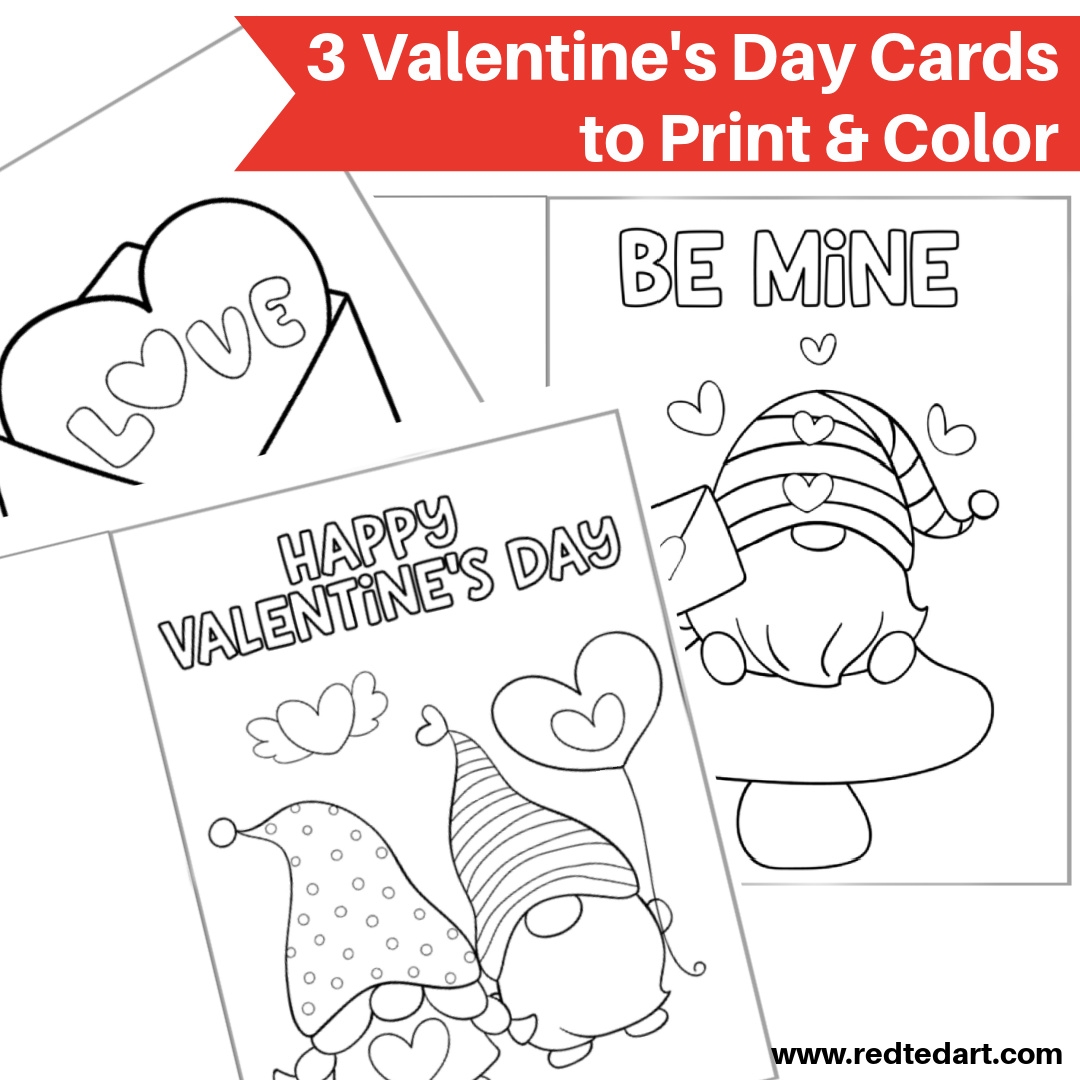 Valentine s Day Coloring Pages Gnome Greeting Cards 3 Designs Made By Teachers