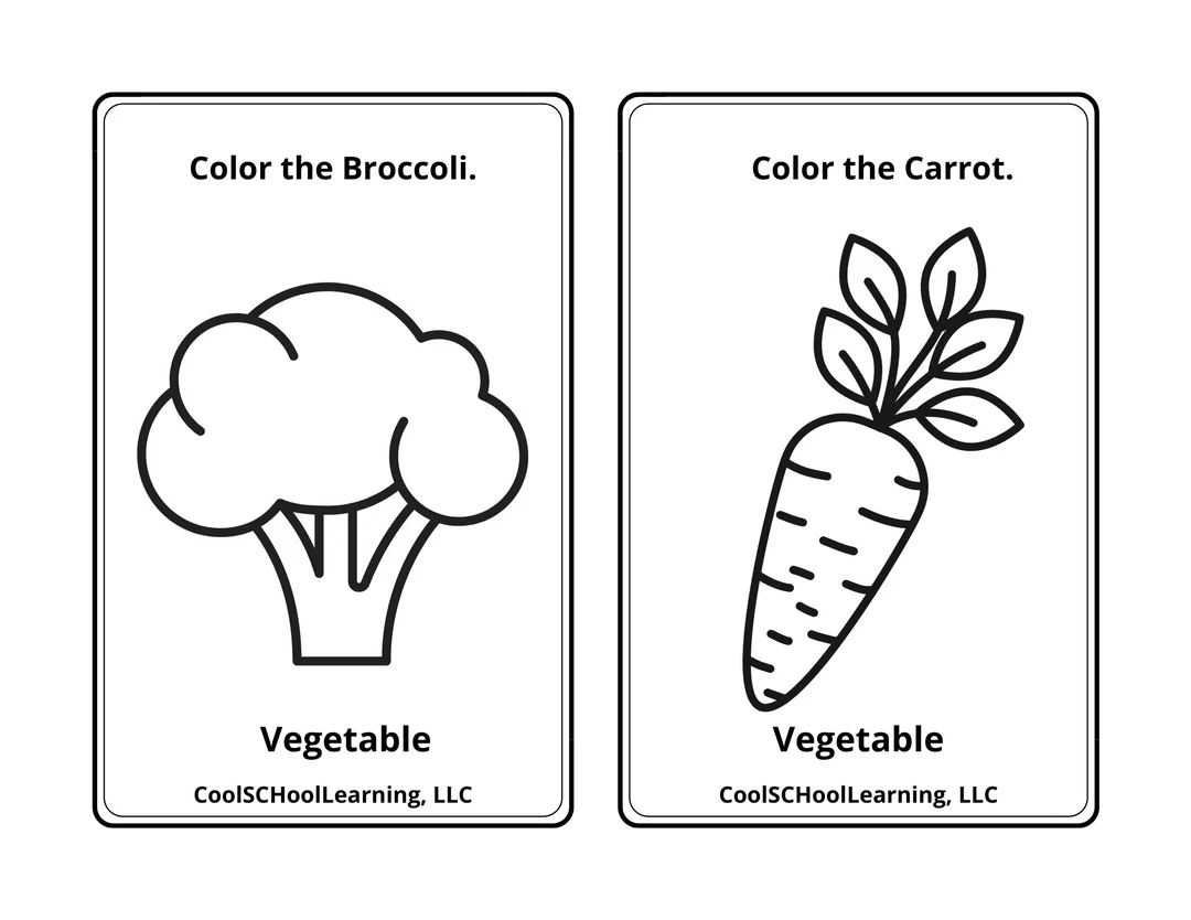 Vegetable Coloring Pages Kids Coloring Sheets Veggie Print Prek Worksheets Educational Printables For Kids Etsy UK
