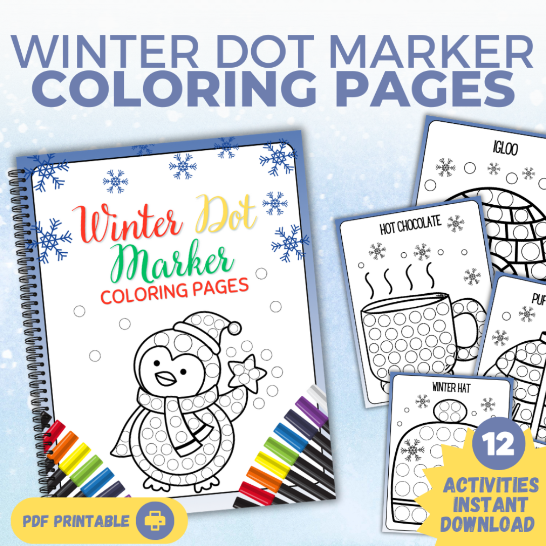 Winter Dot Marker Coloring Pages Printable SKrafty