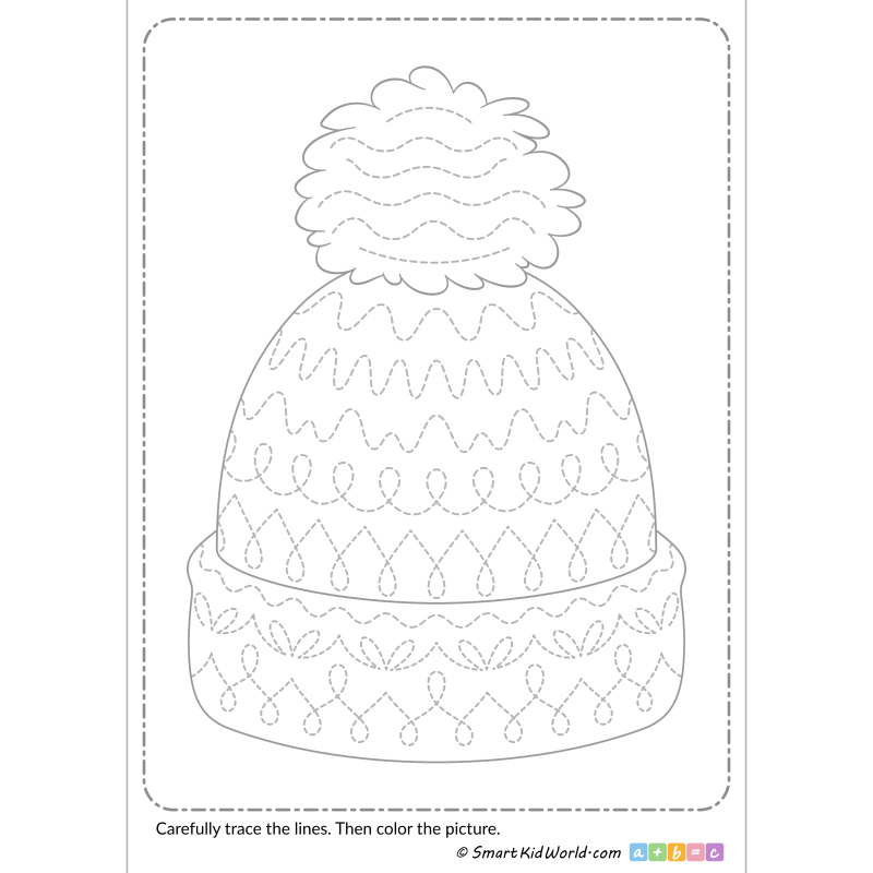 Winter Hat Tracing Lines For Kids In Pictures SmartKidWorld Winter Hat Tracing Lines For Kids In Pictures SmartKidWorld