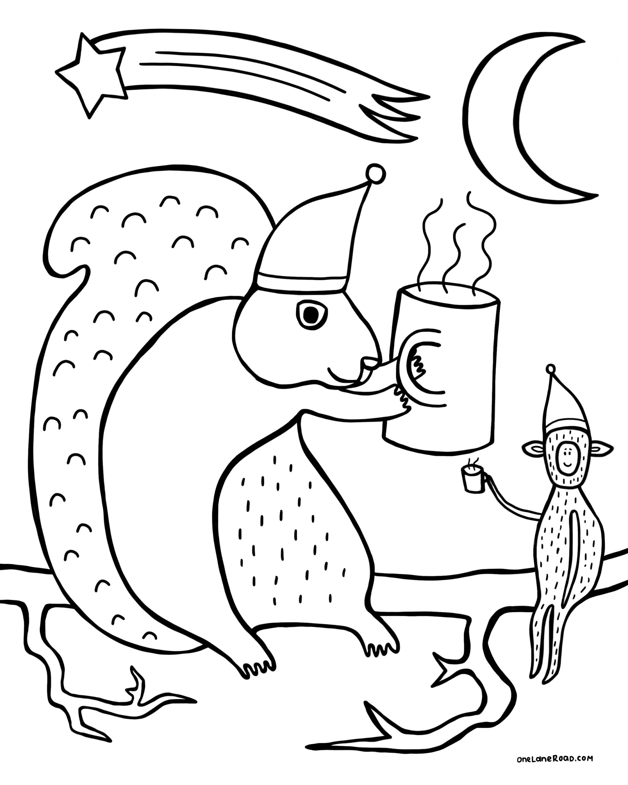 Winter Nights Coloring Page FREE One Lane Road