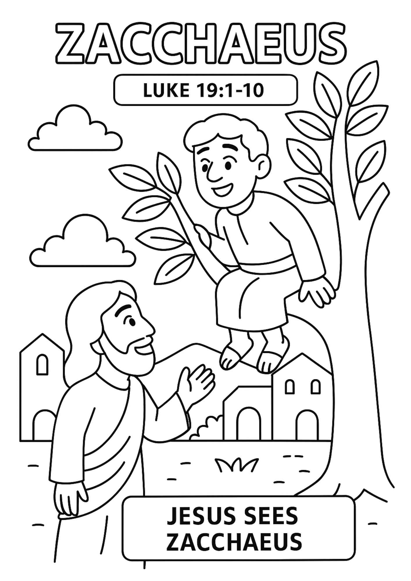 Zacchaeus Bible Coloring Page Free Printable For Kids Luke 19 1 10 Free Bible Worksheets Zacchaeus Bible Coloring Page Free Printable For Kids Luke 19 1 10 Free Bible Worksheets