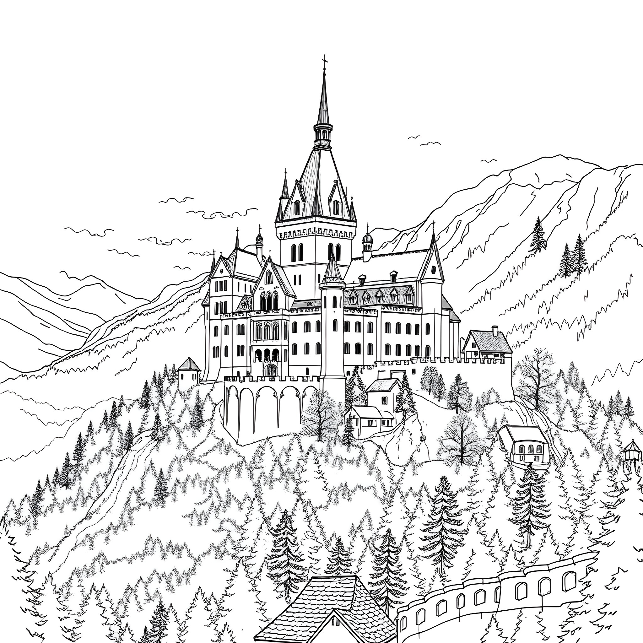 1 Best Neuschwanstein Castle Coloring Pages Free Printable PDFs 
