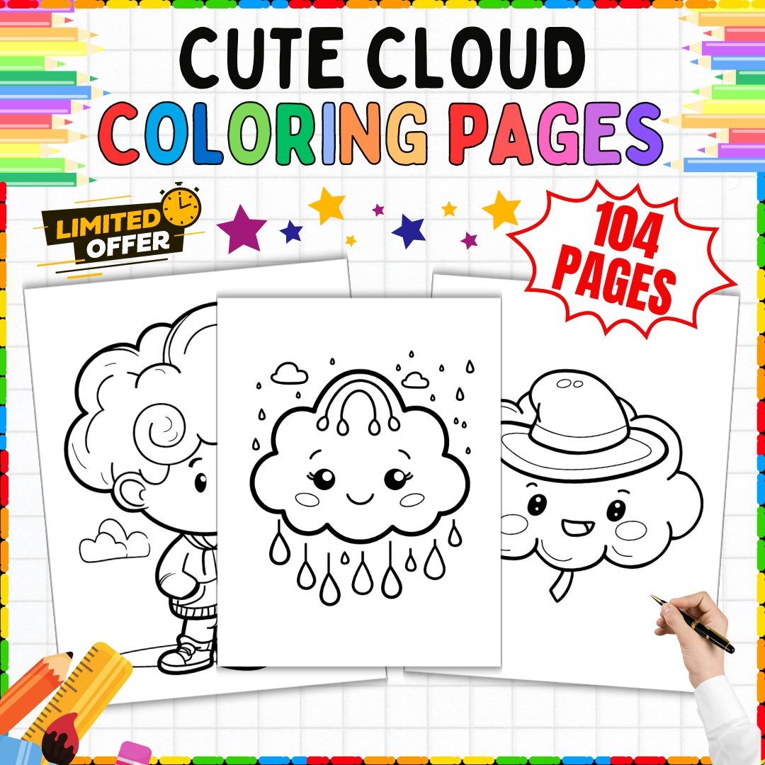 100 Cloud Coloring Pages Bundle Printable Sheets For PreK Kindergarten And 1st 5th Grades Made By Teachers 100 Cloud Coloring Pages Bundle Printable Sheets For PreK Kindergarten And 1st 5th Grades Made By Teachers
