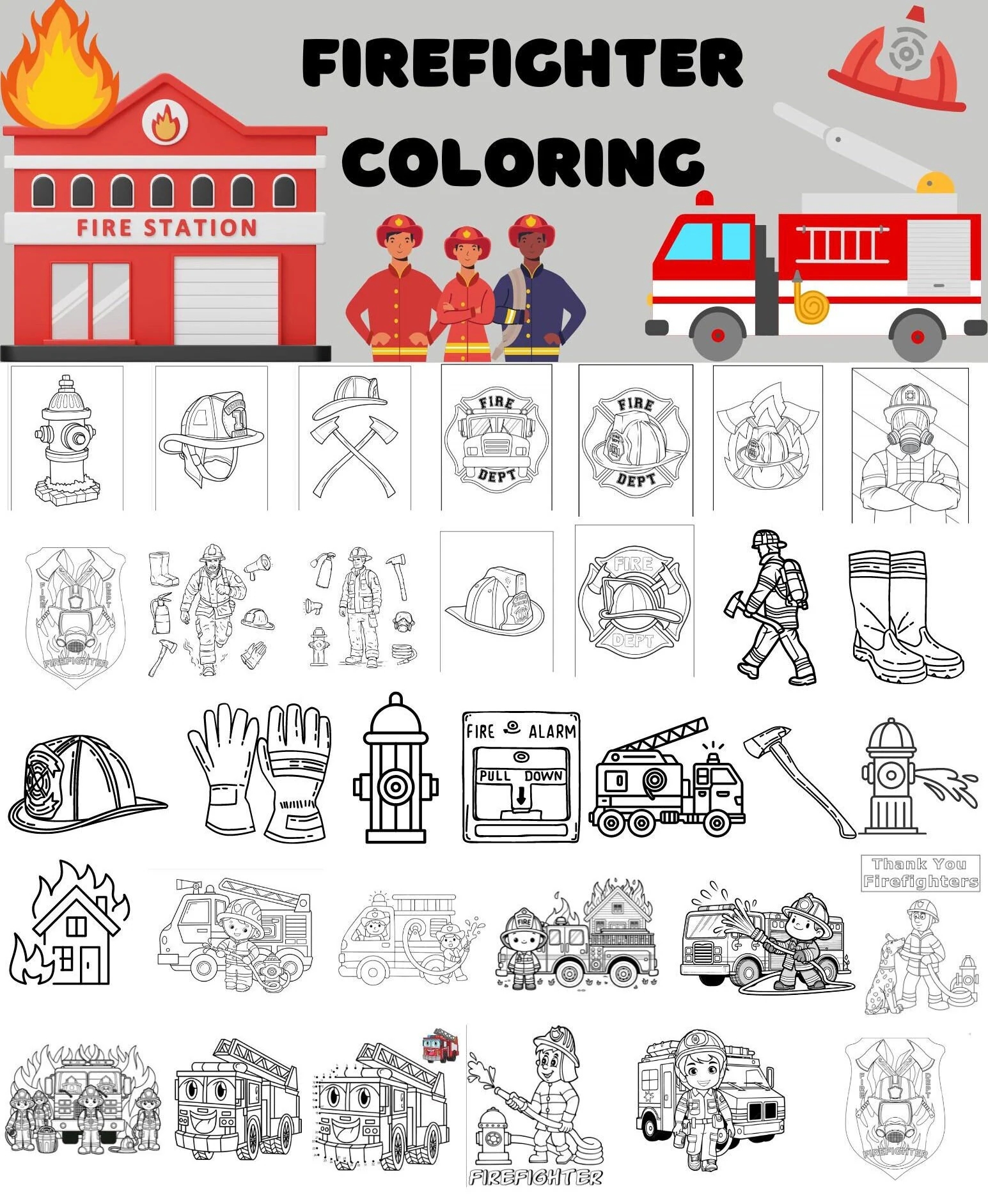 100 Printable Firefighter Coloring Pages Instant Download Kids Fireman First Responder Coloring Fire Department Fireman Coloring 100 Printable Firefighter Coloring Pages Instant Download Kids Fireman First Responder Coloring Fire Department Fireman Coloring